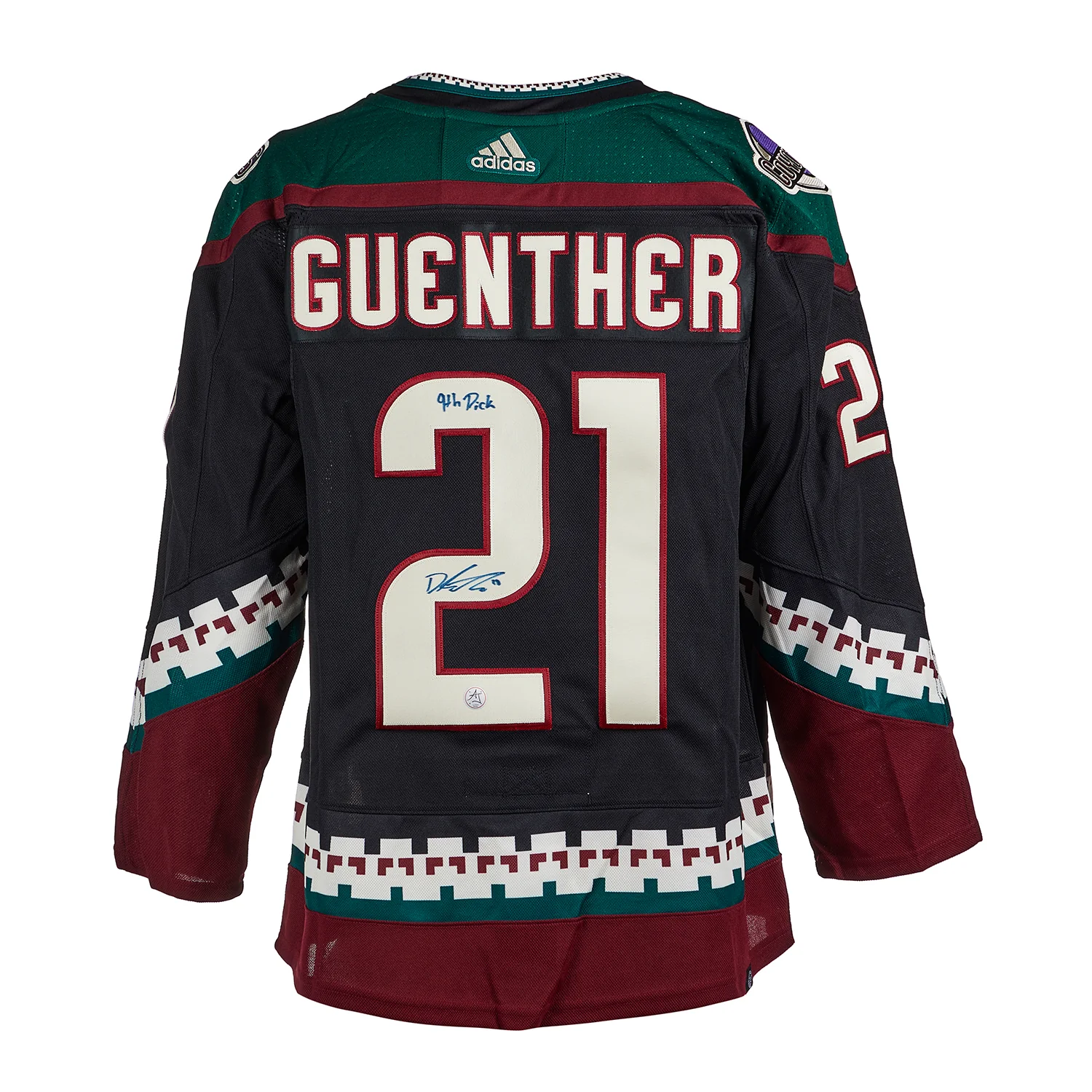 Dylan Guenther Arizona Coyotes Signed Draft Day adidas Jersey with 9th Pick Note