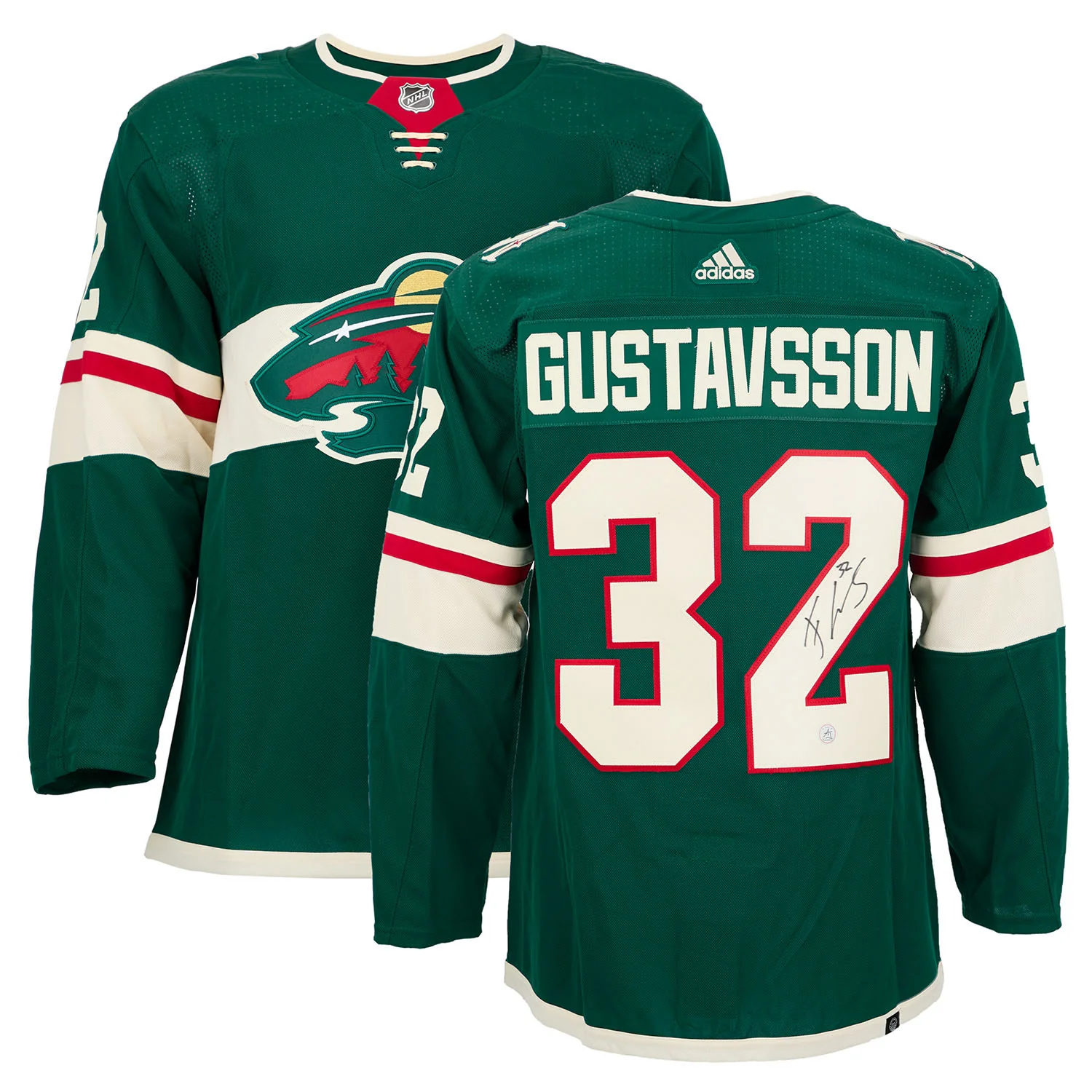 Filip Gustavsson Autographed Minnesota Wild Green adidas Jersey - Image 3