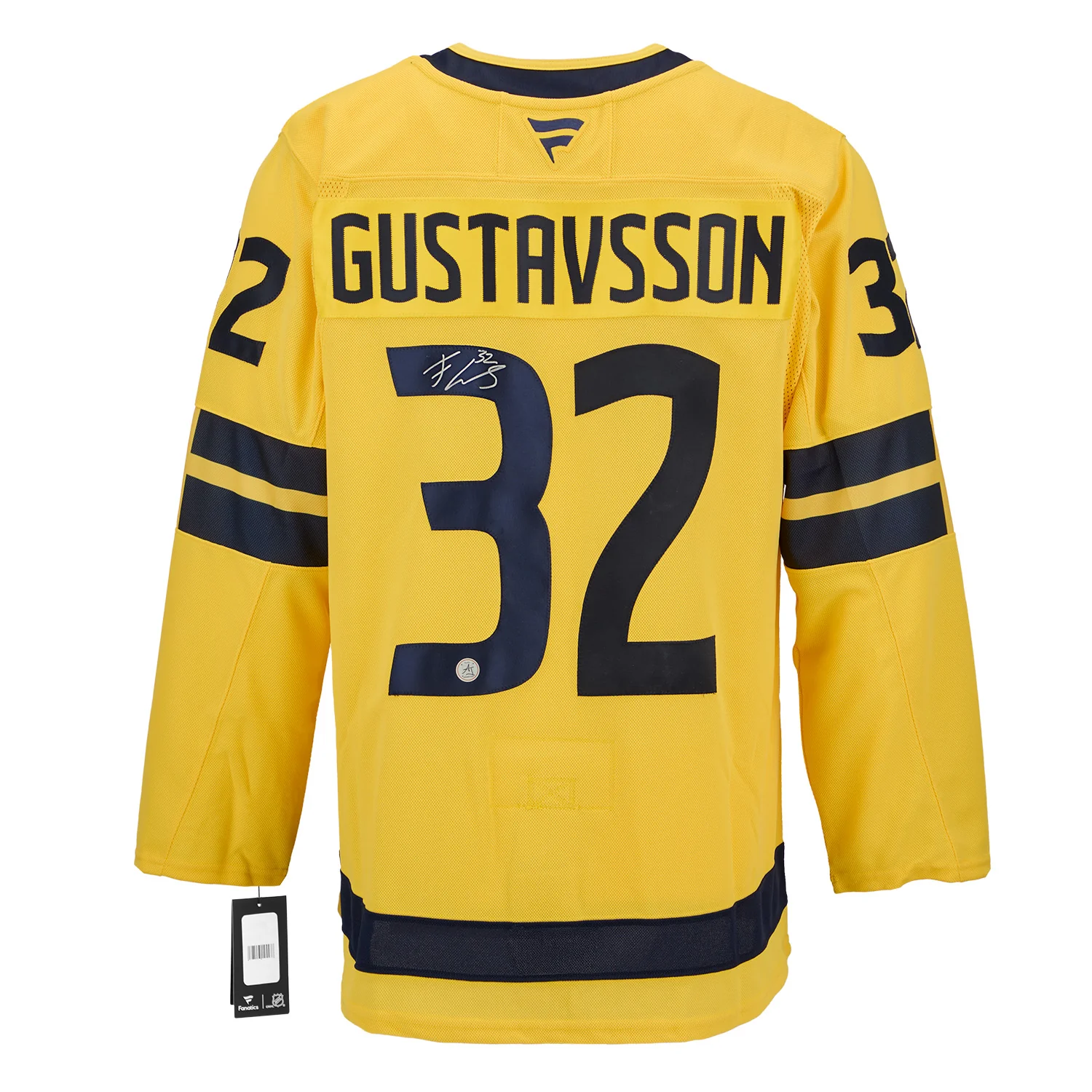 Filip Gustavsson Signed Team Sweden 4 Nations Face-Off Fanatics Premium Jersey
