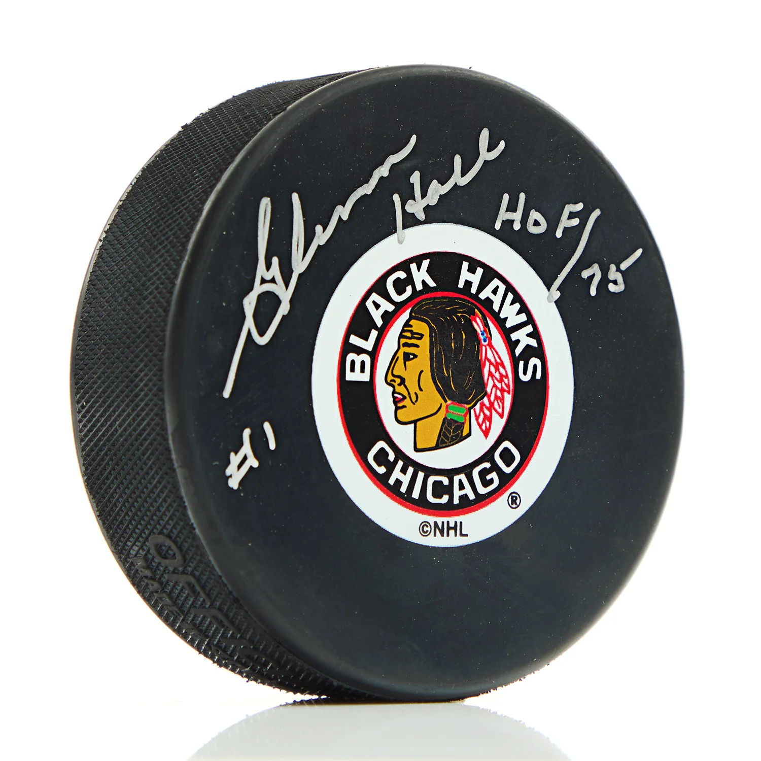 Glenn Hall Signed Chicago Blackhawks Hockey Puck with HOF Note