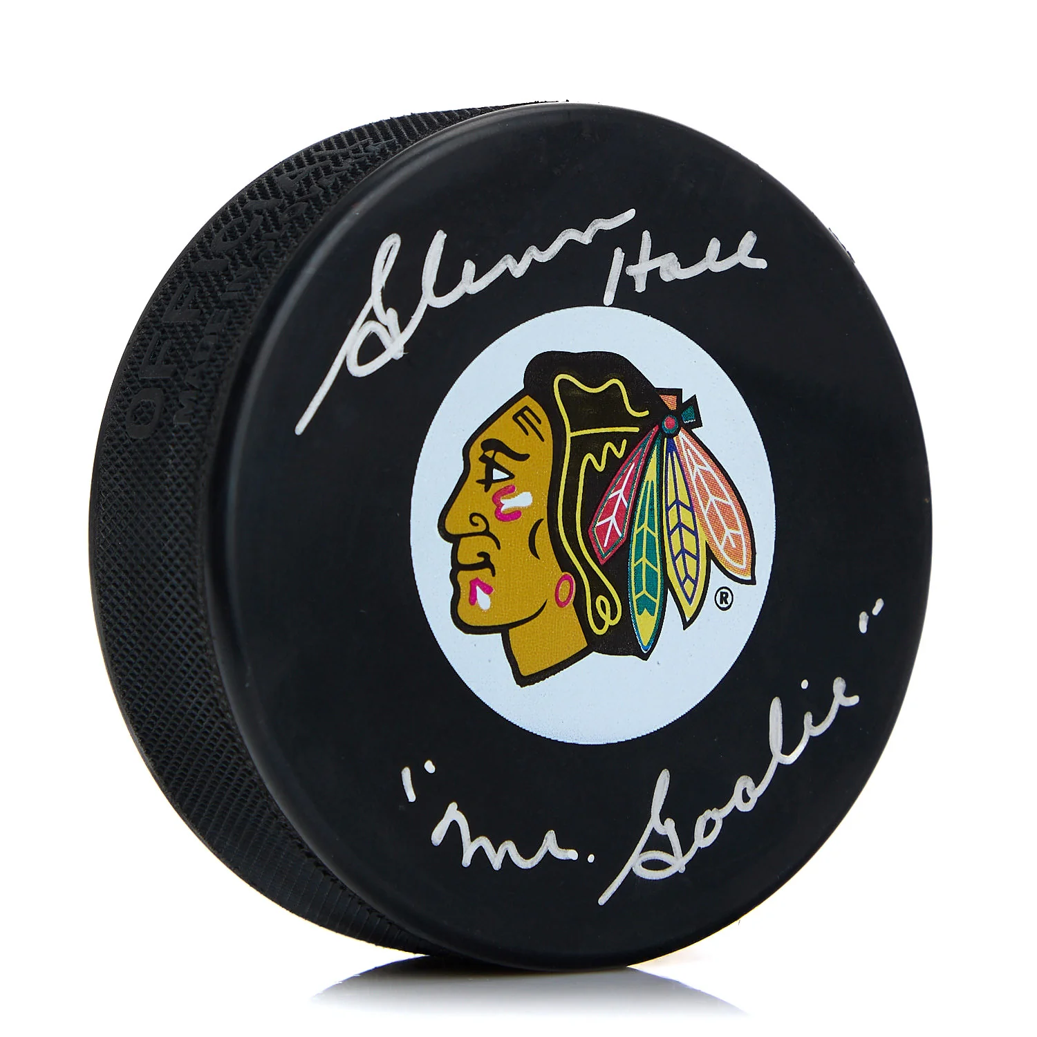 Glenn Hall Chicago Blackhawks Autographed Hockey Puck w Mr Goalie Note