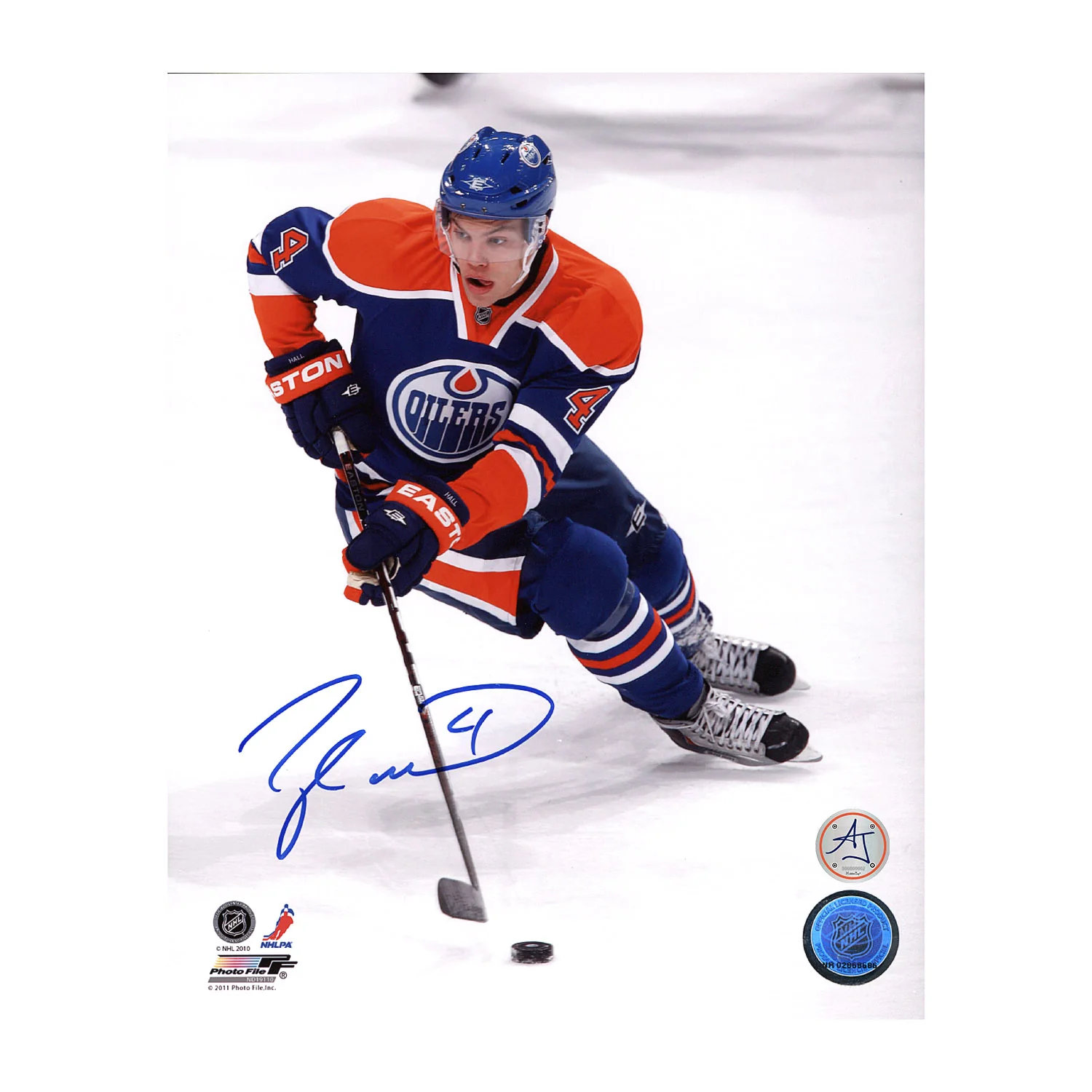 Taylor Hall Signed Edmonton Oilers Puck Control 8x10 Photo