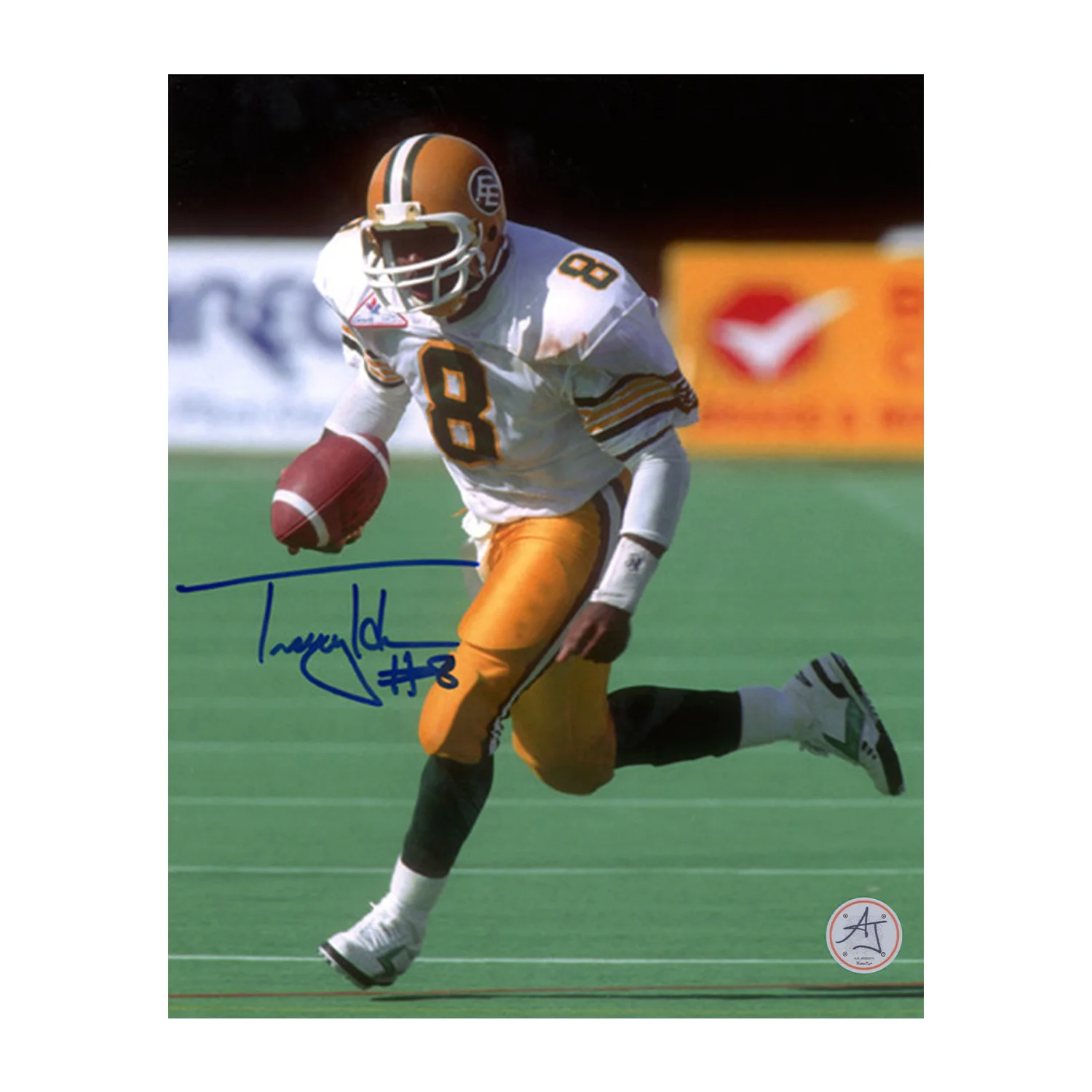 Tracy Ham Autographed Edmonton Eskimos Football 8x10 Photo