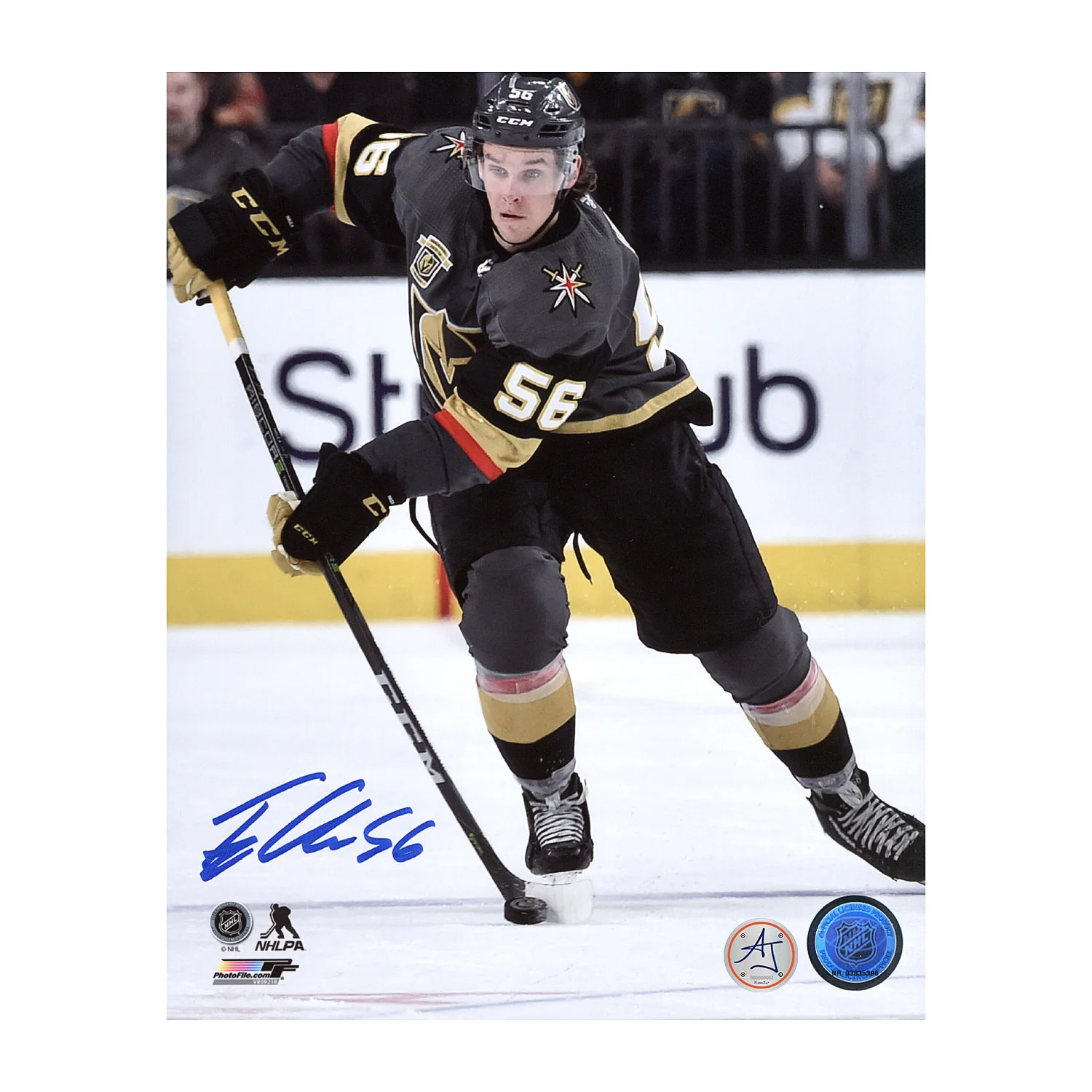 Erik Haula Autographed Vegas Golden Knights Puck Rush 8x10 Photo