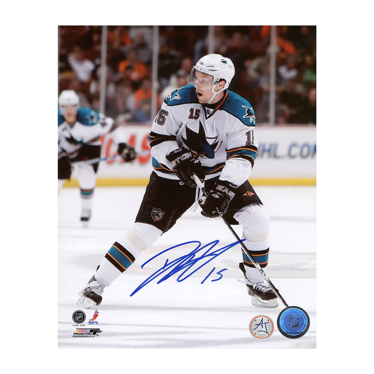 Dany Heatley Autographed San Jose Sharks Hockey 8x10 Photo