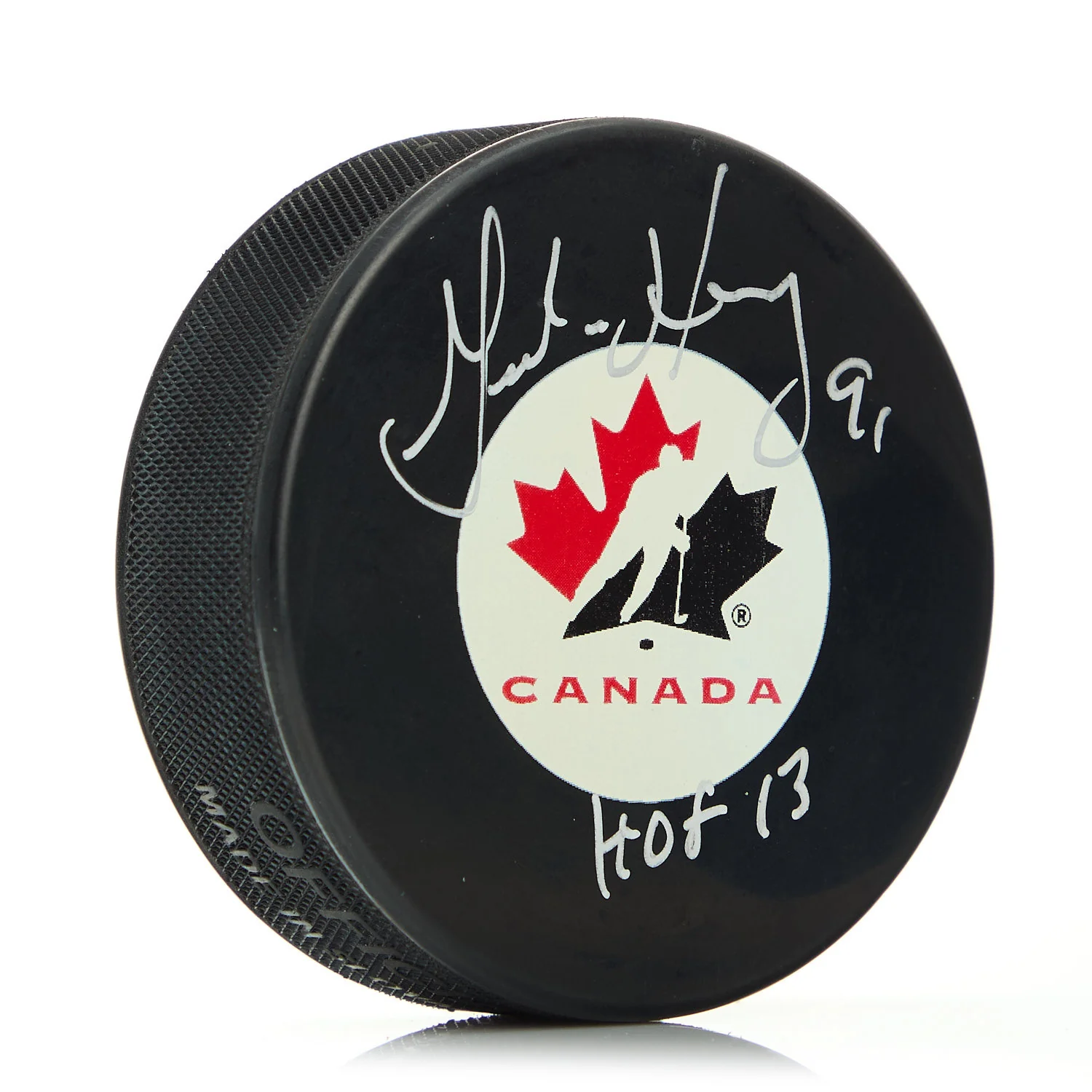 Geraldine Heaney Autographed Team Canada Hockey Puck with HOF Note