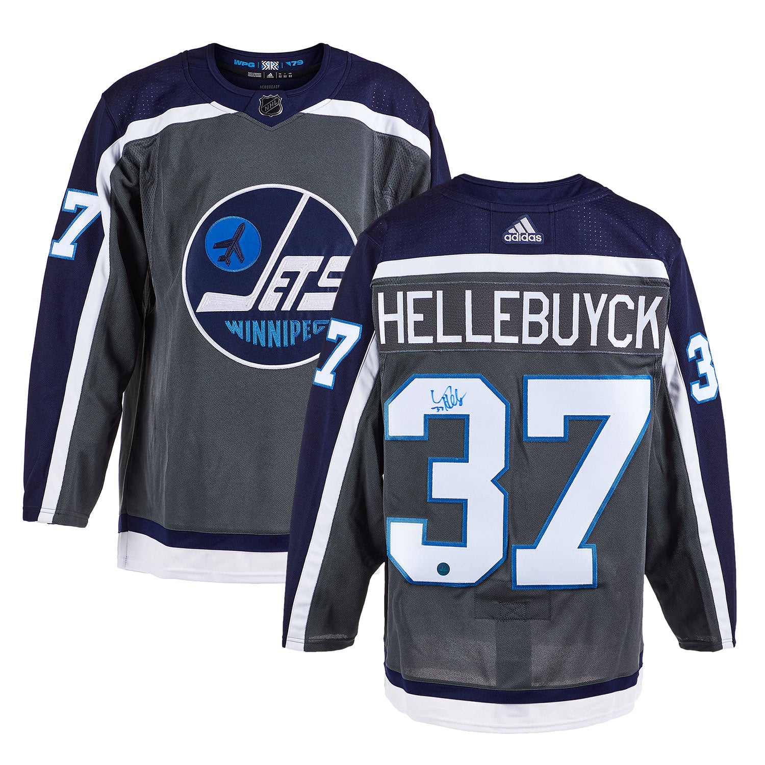 Connor Hellebuyck Signed Winnipeg Jets Reverse Retro adidas Jersey - Image 3