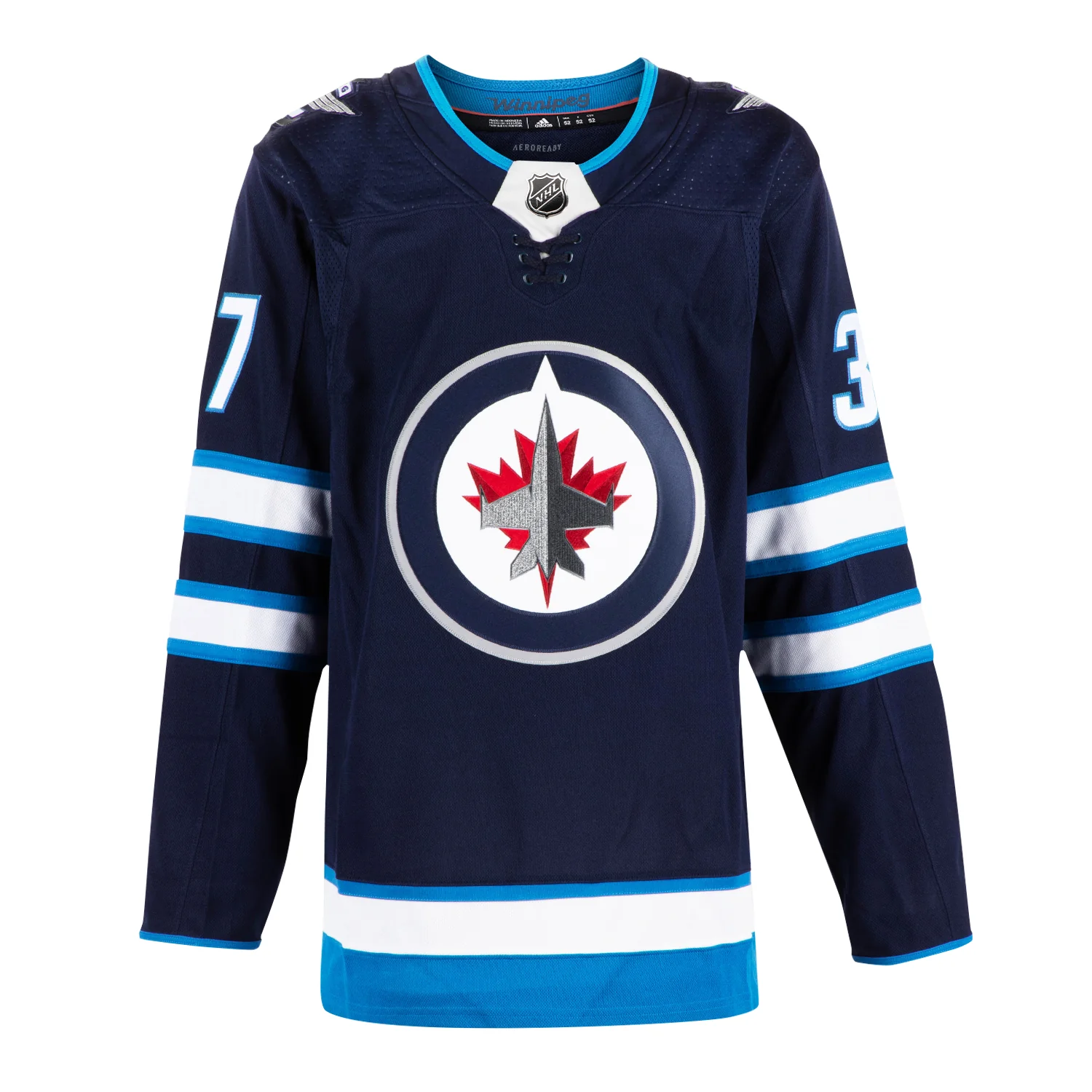 Connor Hellebuyck Autographed Winnipeg Jets Blue adidas Jersey - Image 2
