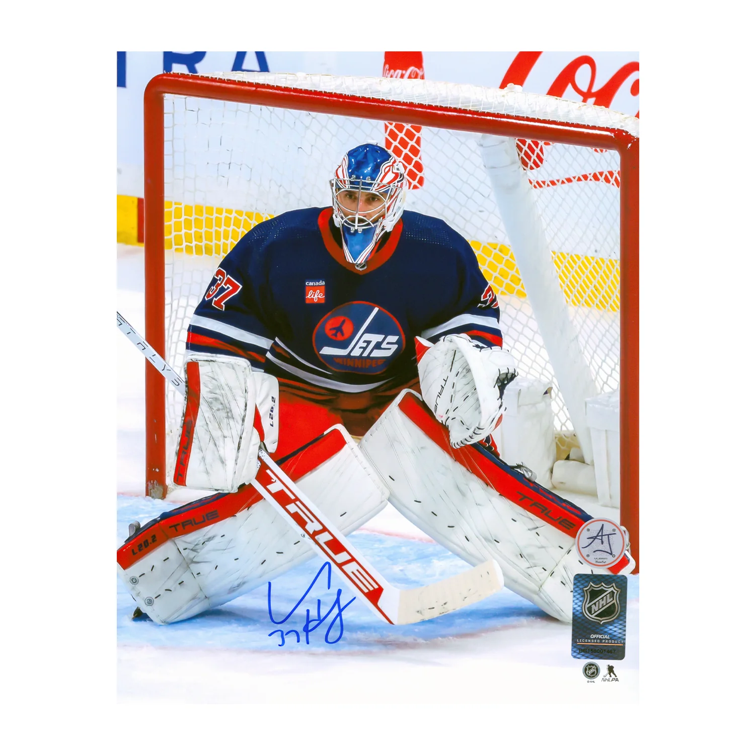 Connor Hellebuyck Signed Winnipeg Jets Heritage Hockey 8x10 Photo