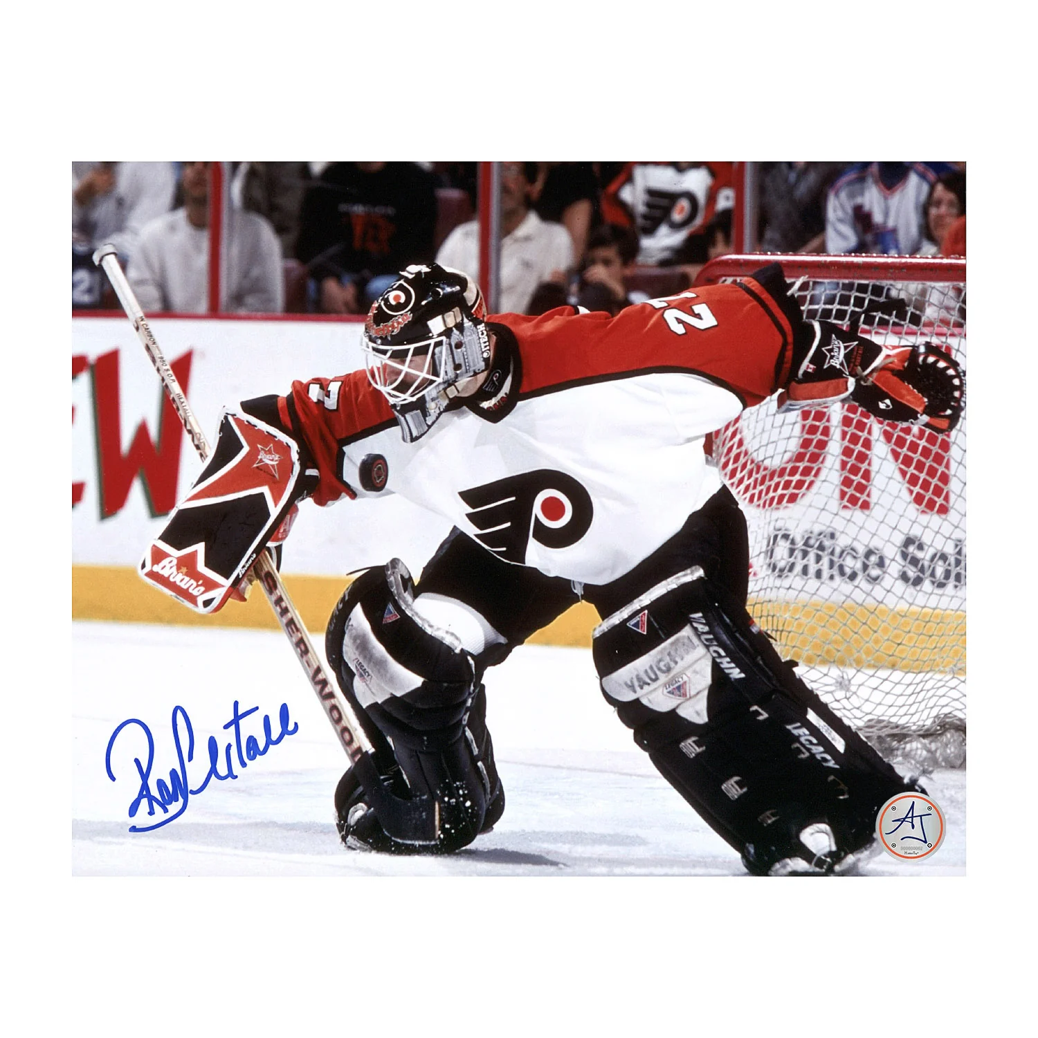 Ron Hextall Autographed Philadelphia Flyers Blocker Save 8x10 Photo