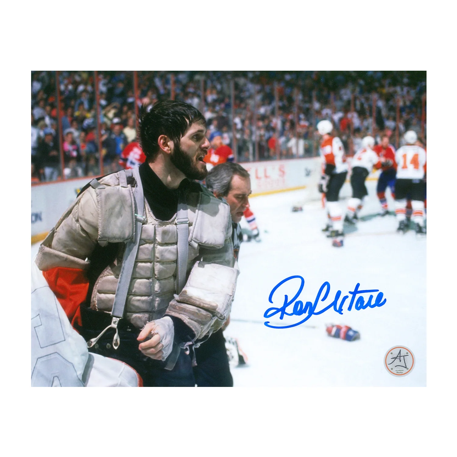 Ron Hextall Signed Philadelphia Flyers Chelios Fight 8x10 Photo