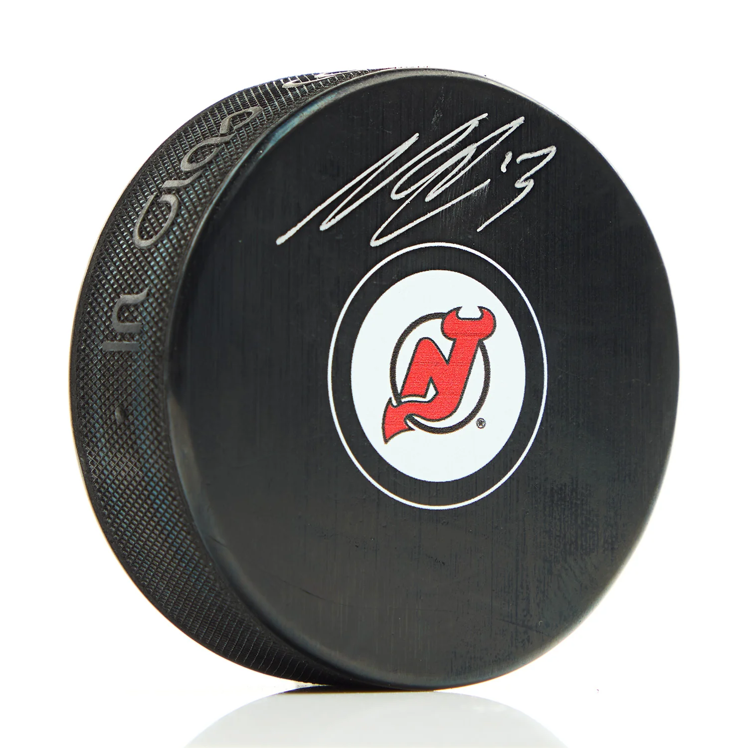 Nico Hischier Autographed New Jersey Devils Hockey Puck