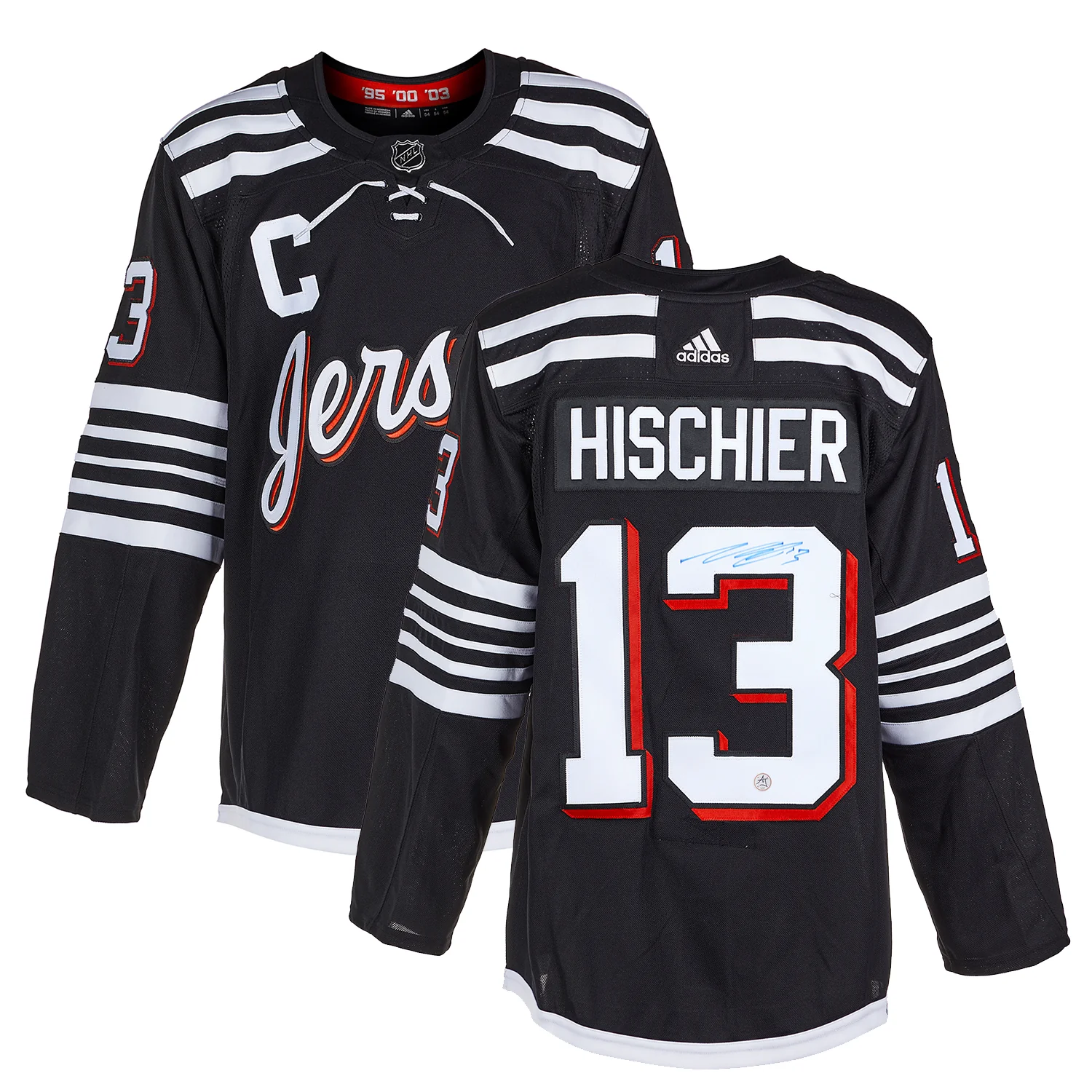 Nico Hischier Signed New Jersey Devils Alternate adidas Jersey - Image 3