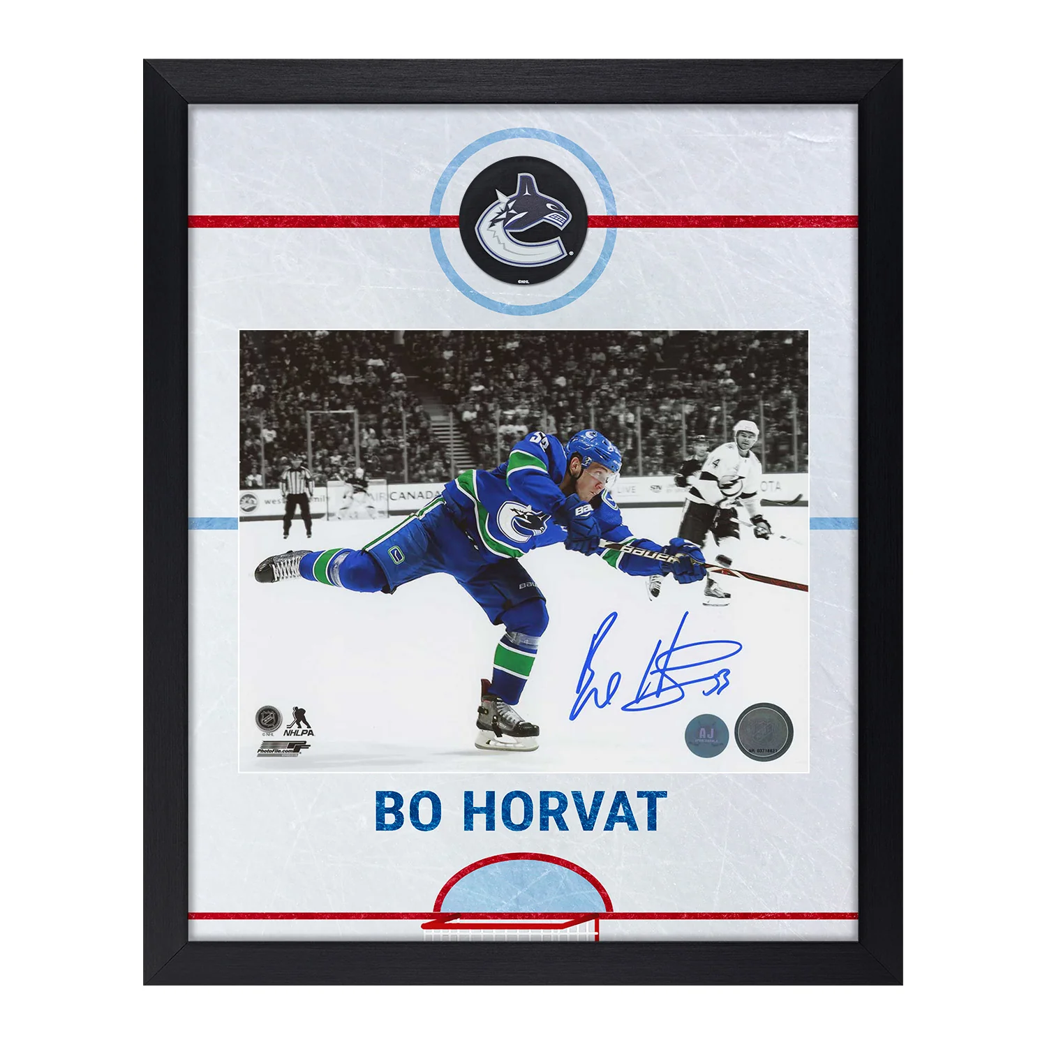 Bo Horvat Signed Vancouver Canucks Rink Graphic 19x23 Frame
