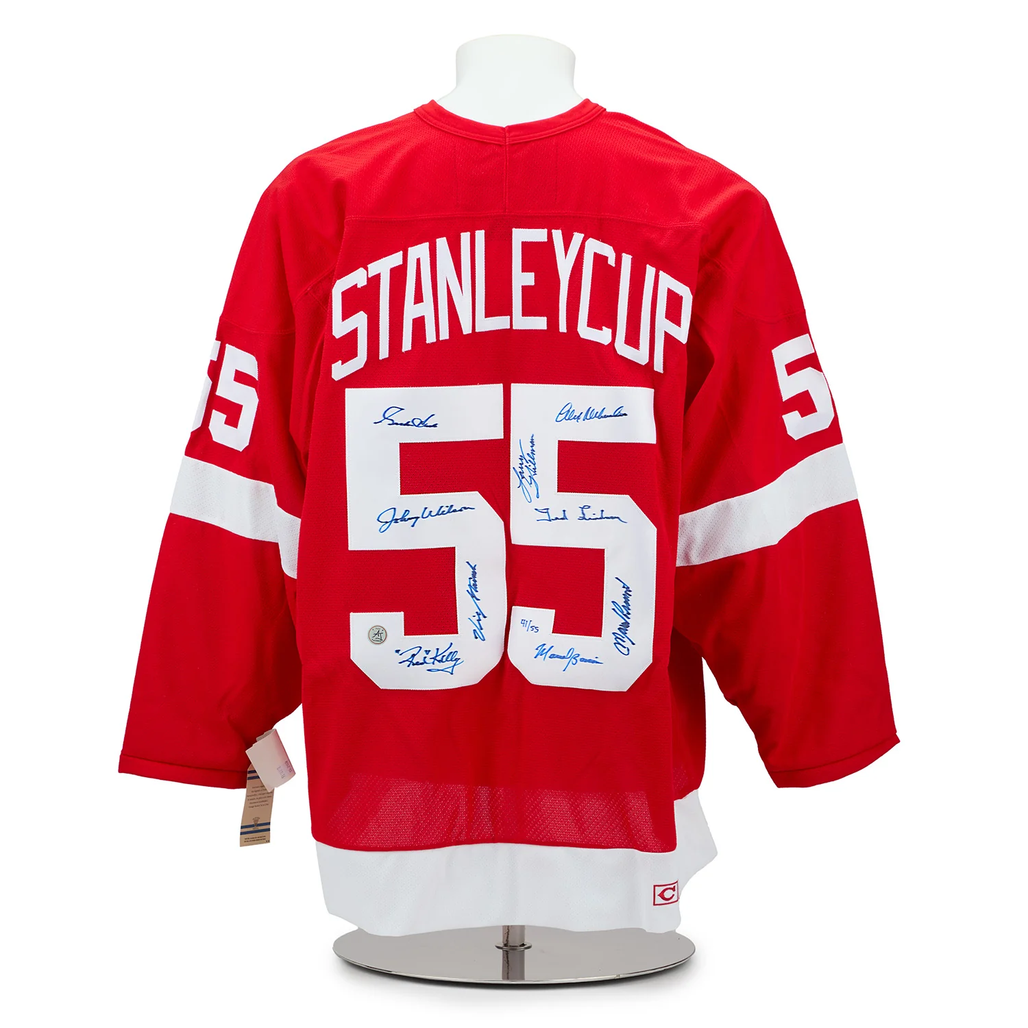 Detroit Red Wings 1955 Stanley Cup Team Signed Vintage CCM Jersey #41/55