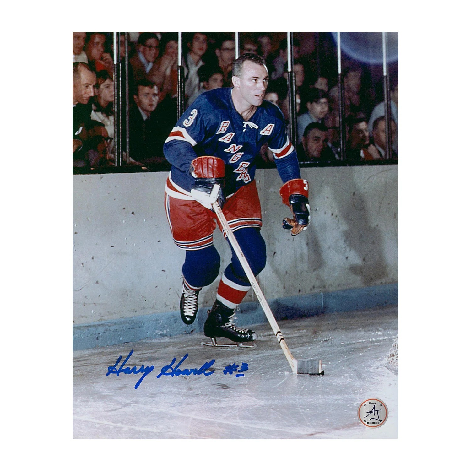 Harry Howell Autographed New York Rangers Classic Hockey 8x10 Photo