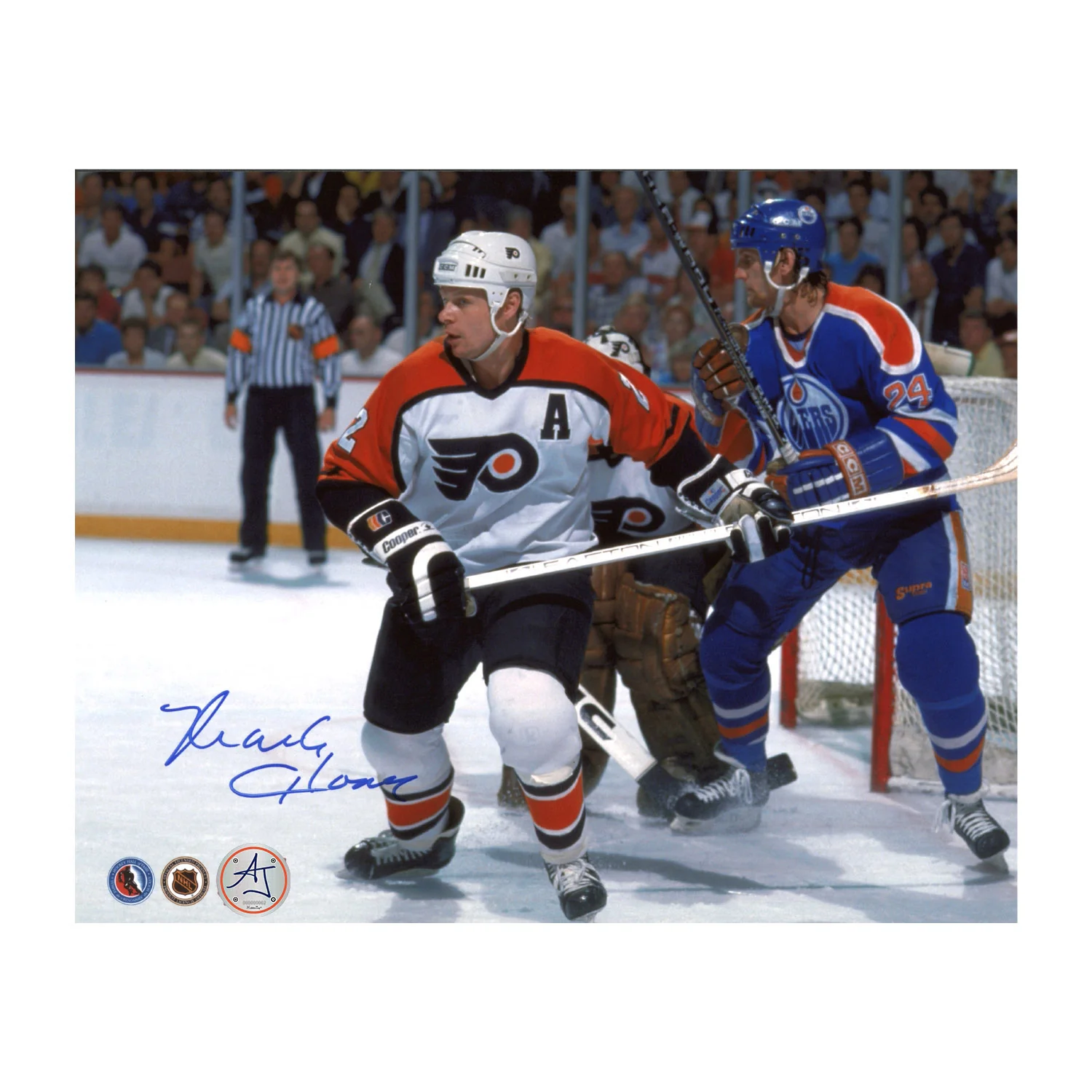 Mark Howe Autographed Philadelphia Flyers Game Action 8x10 Photo