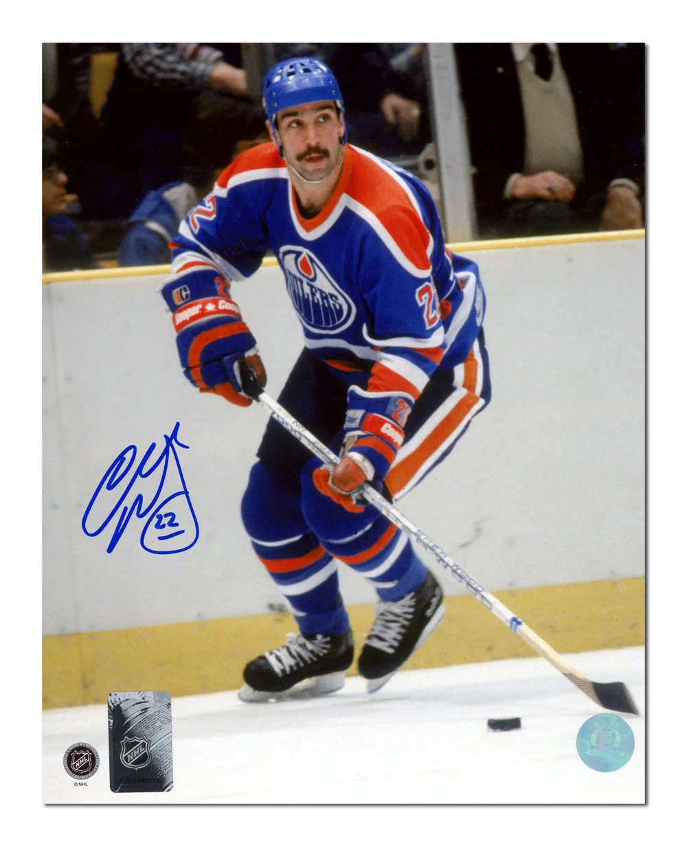 Charlie Huddy Autographed Edmonton Oilers Stickhandling 8x10 Photo