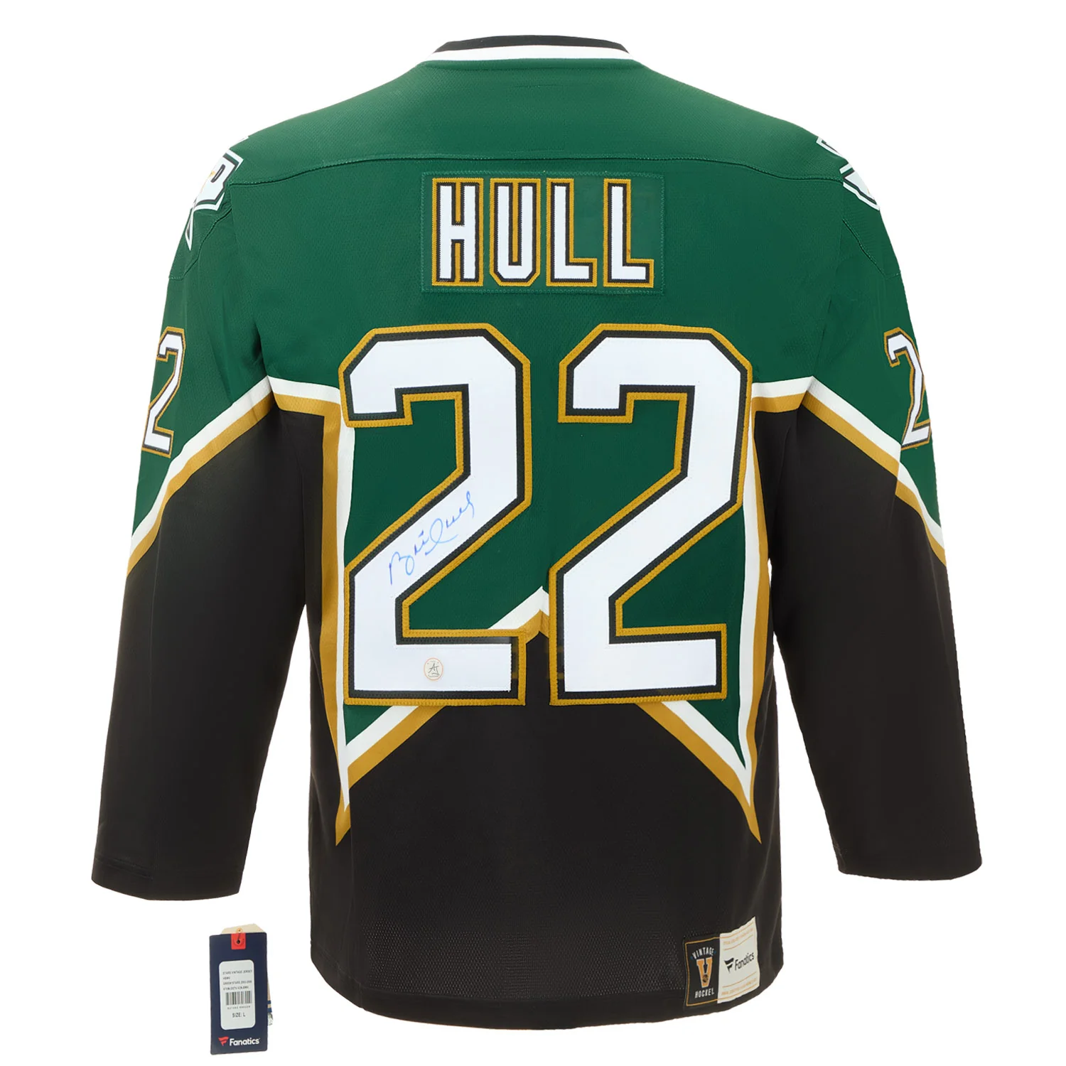 Brett Hull Autographed Dallas Stars Throwback Fanatics Jersey
