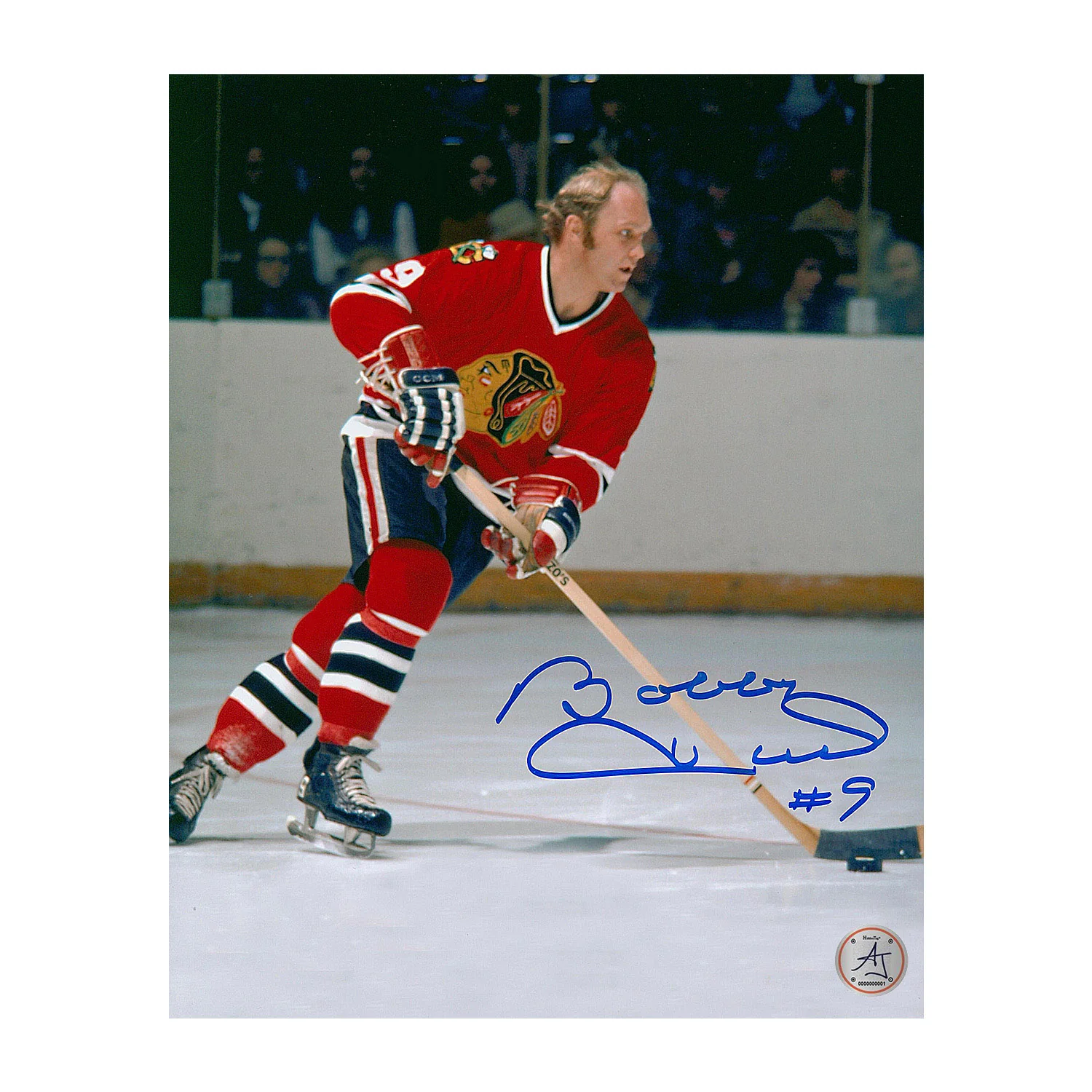 Bobby Hull Autographed Chicago Blackhawks Game Action 8x10 Photo