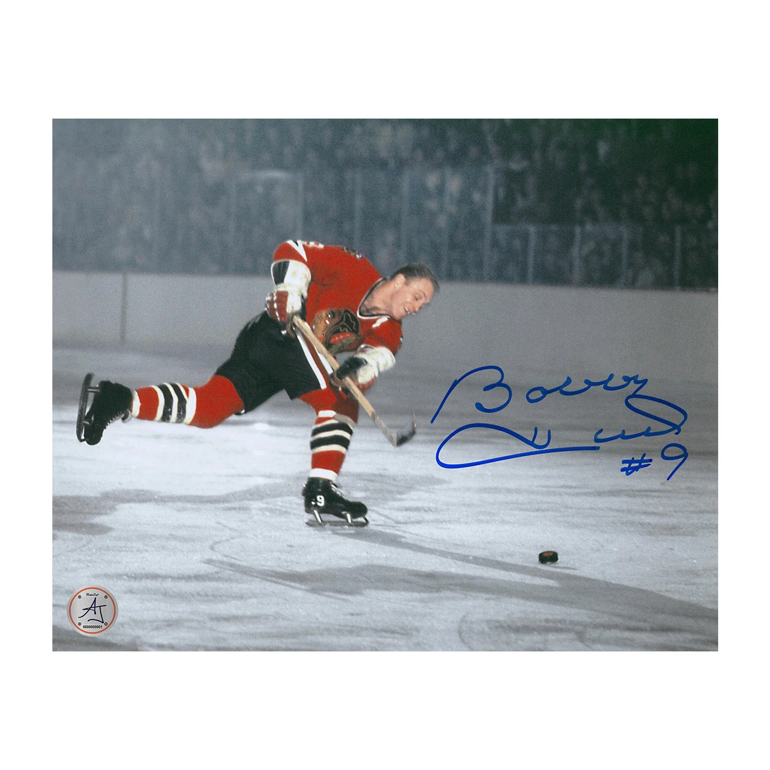 Bobby Hull Autographed Chicago Blackhawks Shooting 8x10 Photo