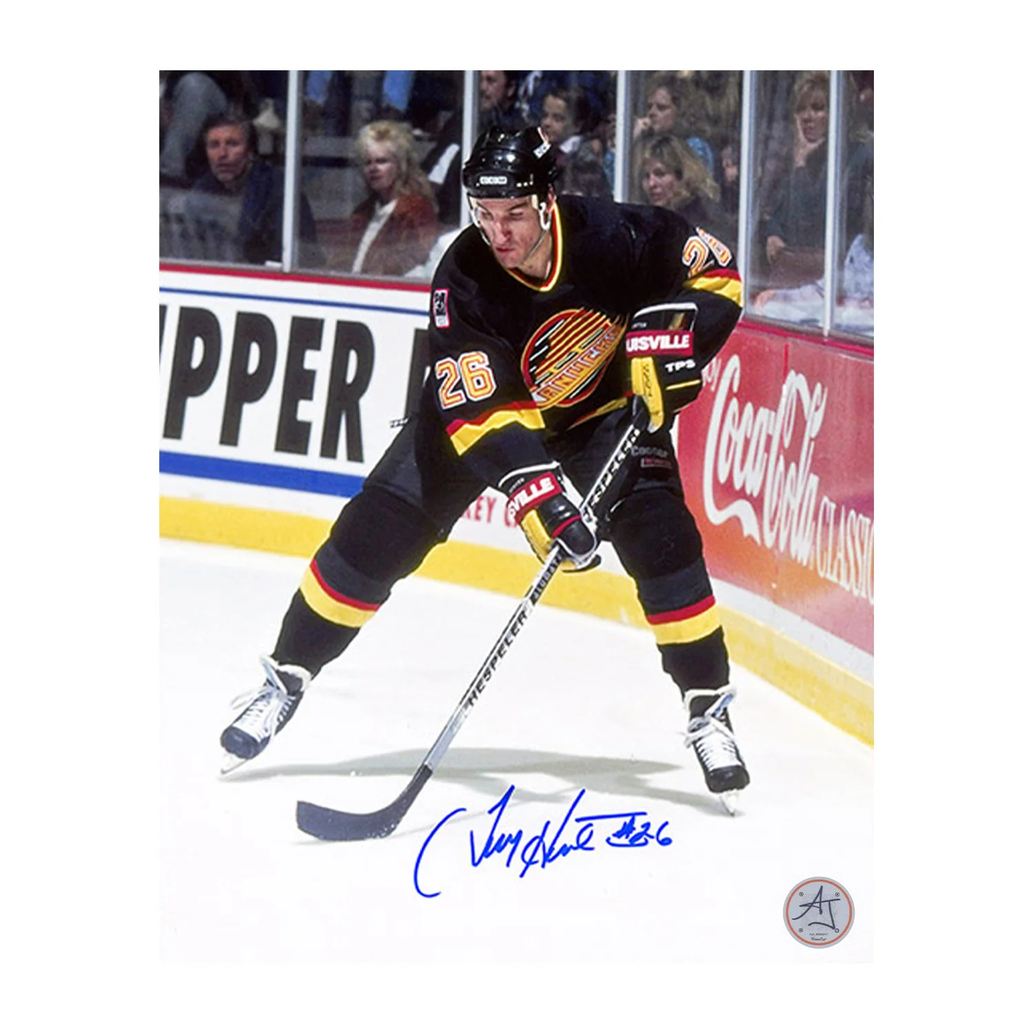Tim Hunter Autographed Vancouver Canucks Game Action 8x10 Photo