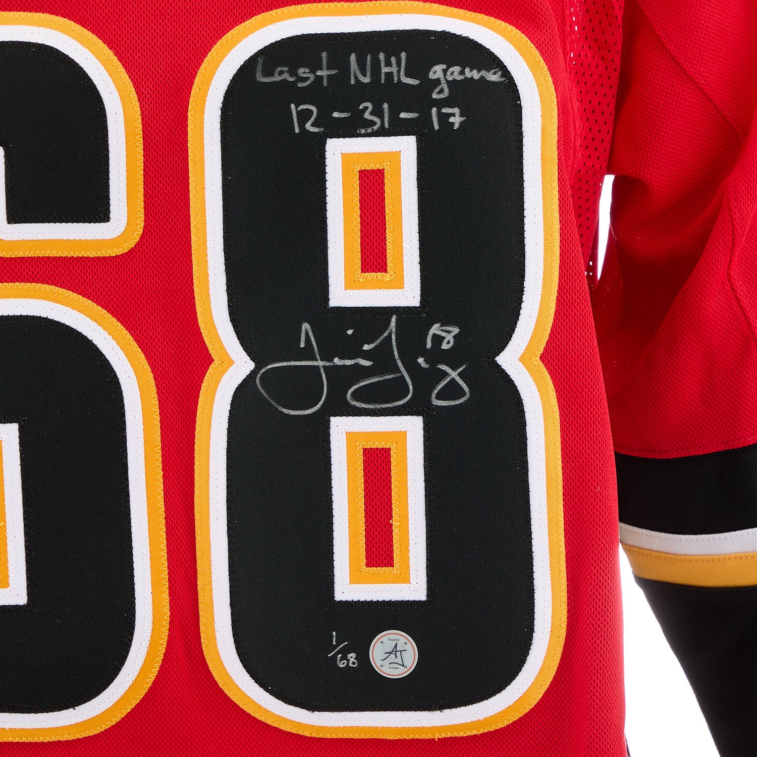 Jaromir Jagr Calgary Flames Signed & Dated Final Game adidas Jersey #1/68 - Image 3