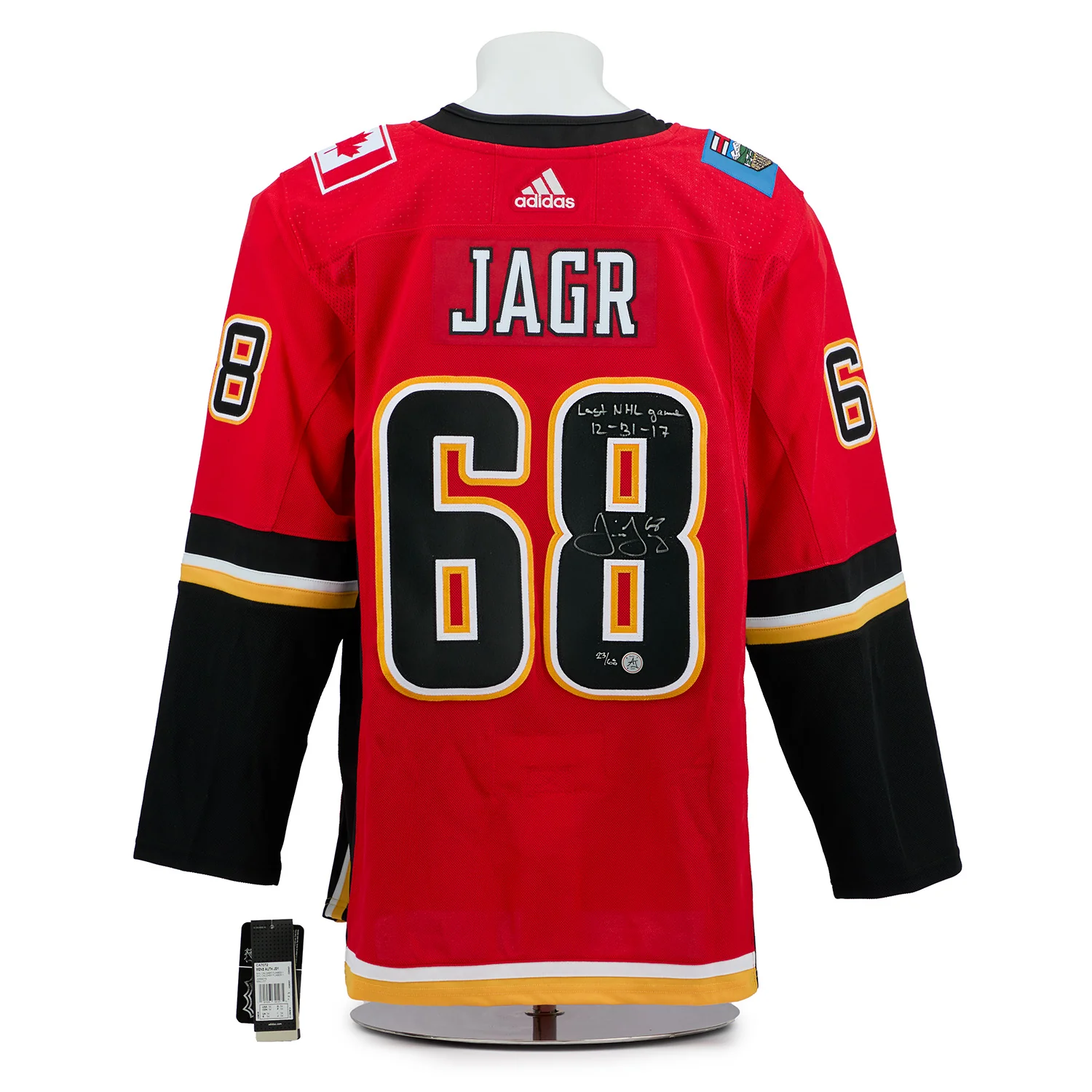 Jaromir Jagr Calgary Flames Signed & Dated Final NHL Game adidas Jersey #23/68