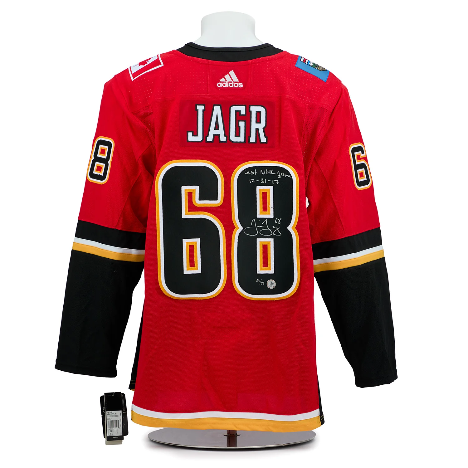 Jaromir Jagr Calgary Flames Signed & Dated Final NHL Game adidas Jersey #26/68