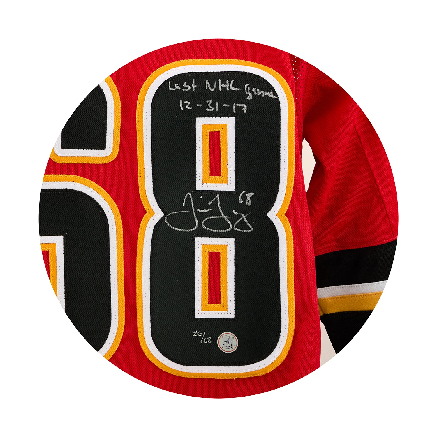 Jaromir Jagr Calgary Flames Signed & Dated Final NHL Game adidas Jersey #26/68 - Image 3