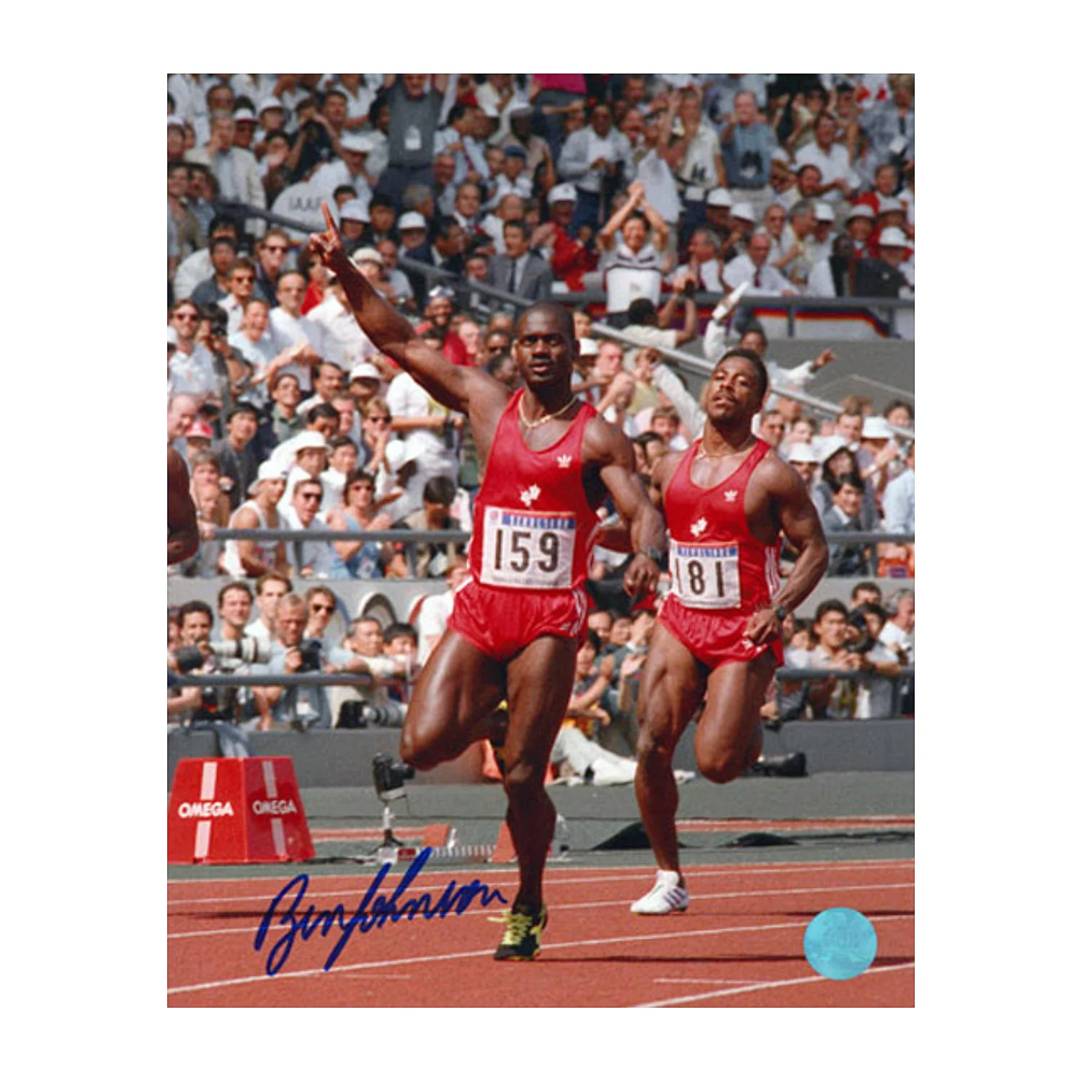 Ben Johnson Canada Autographed Record Breaking 100 Meter 8x10 Photo