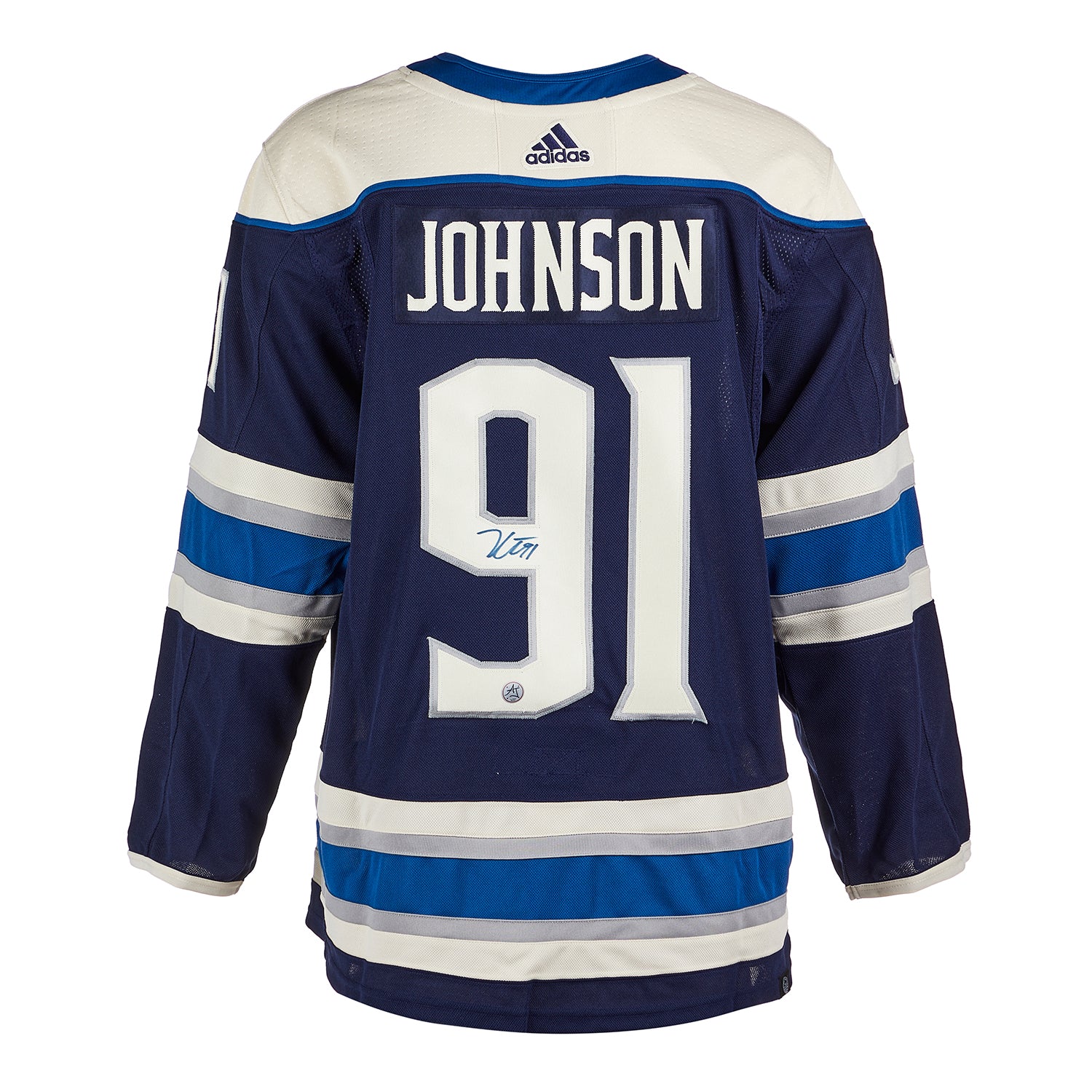 Kent Johnson Signed Columbus Blue Jackets Alternate adidas Jersey