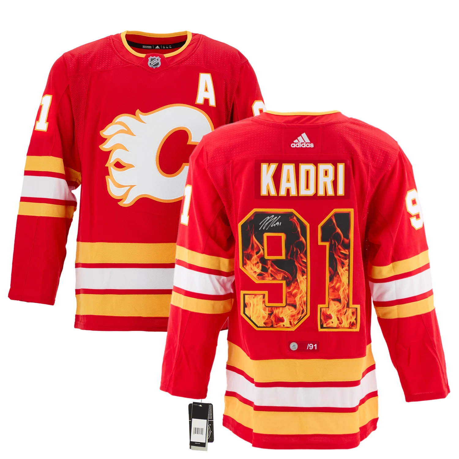 Nazem Kadri Signed Calgary Flames Roaring Fire adidas Art Jersey #/91 - Image 3