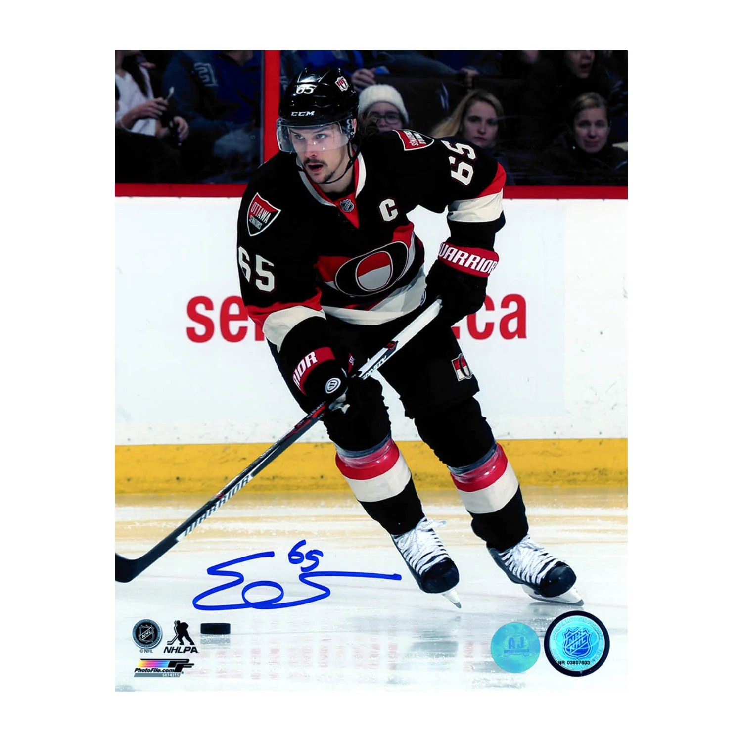 Erik Karlsson Autographed Ottawa Senators Throwback 8x10 Photo