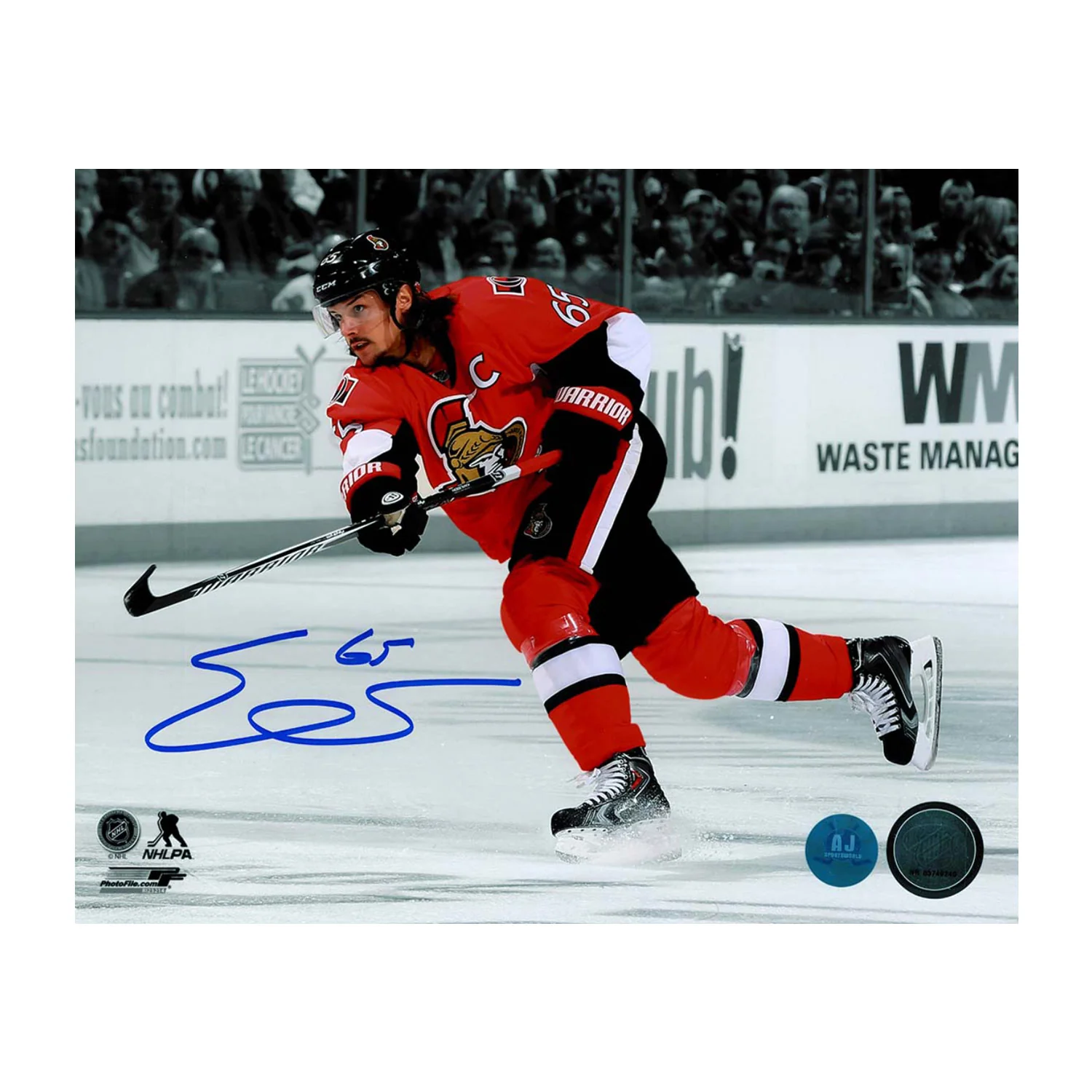 Erik Karlsson Autographed Ottawa Senators Color Isolation 8x10 Photo