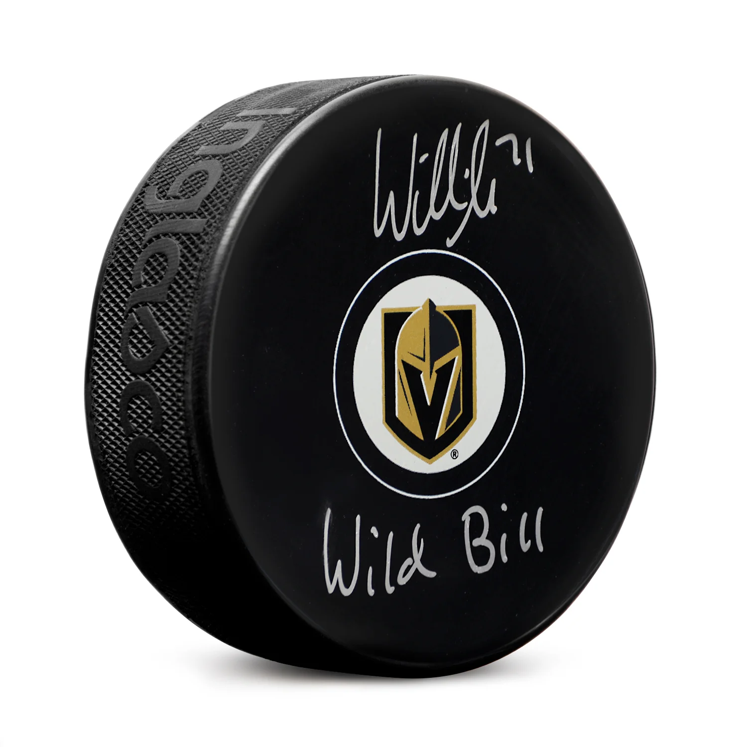 William Karlsson Signed Vegas Golden Knights Hockey Puck with 'Wild Bill' Note