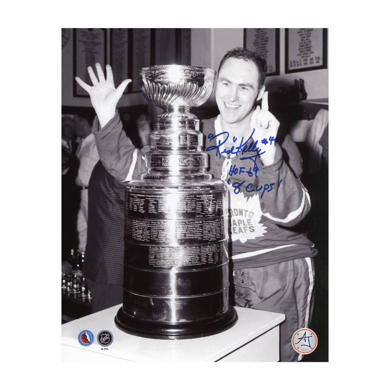 Red Kelly Signed Toronto Maple Leafs Stanley Cup 8x10 Photo with Note