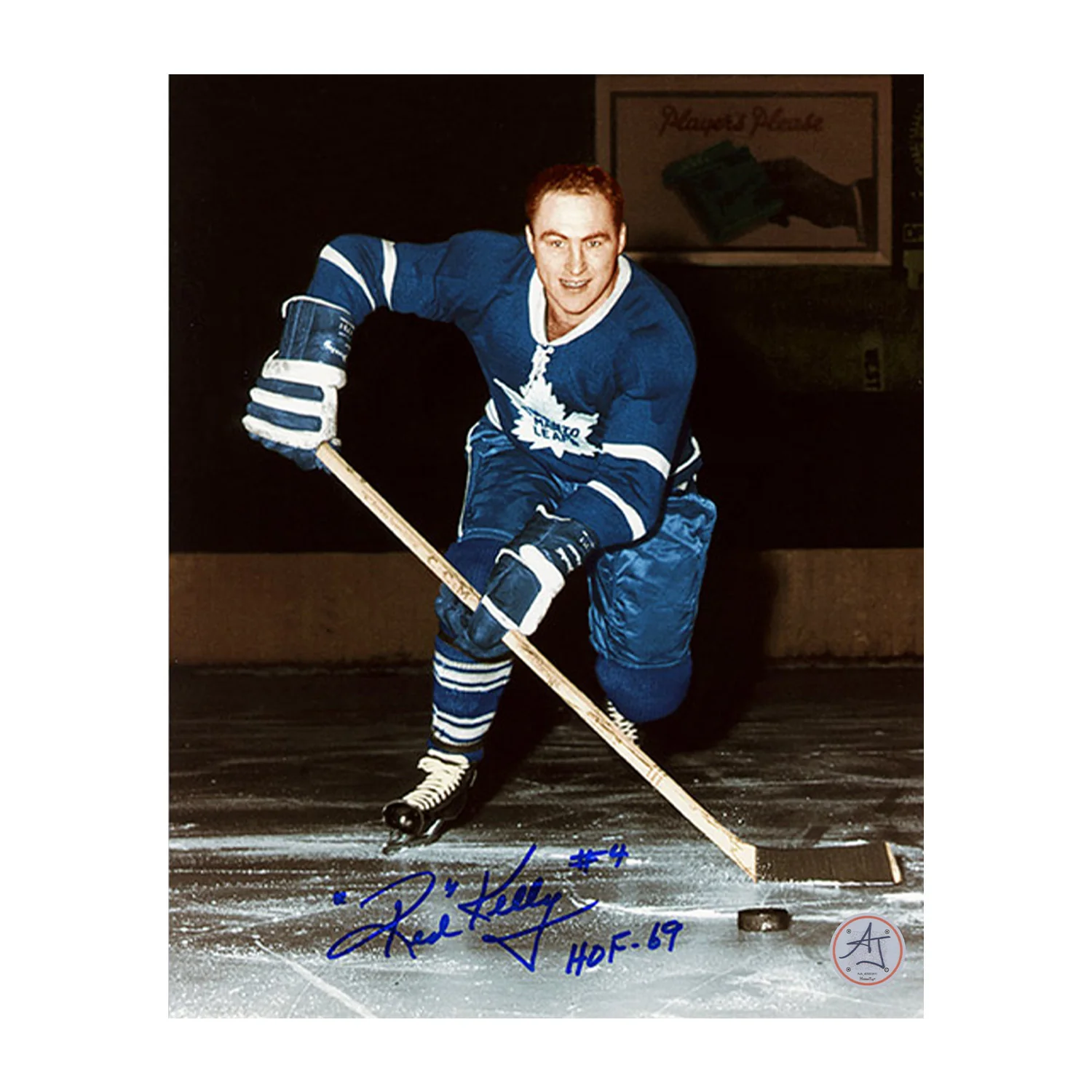 Red Kelly Signed Toronto Maple Leafs Game Action 8x10 Photo with Note
