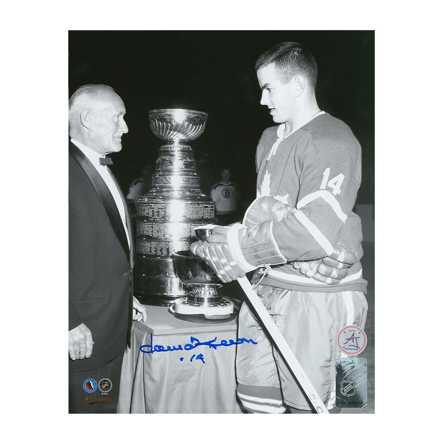 Dave Keon Signed Toronto Maple Leafs Black & White Stanley Cup 8x10 Photo