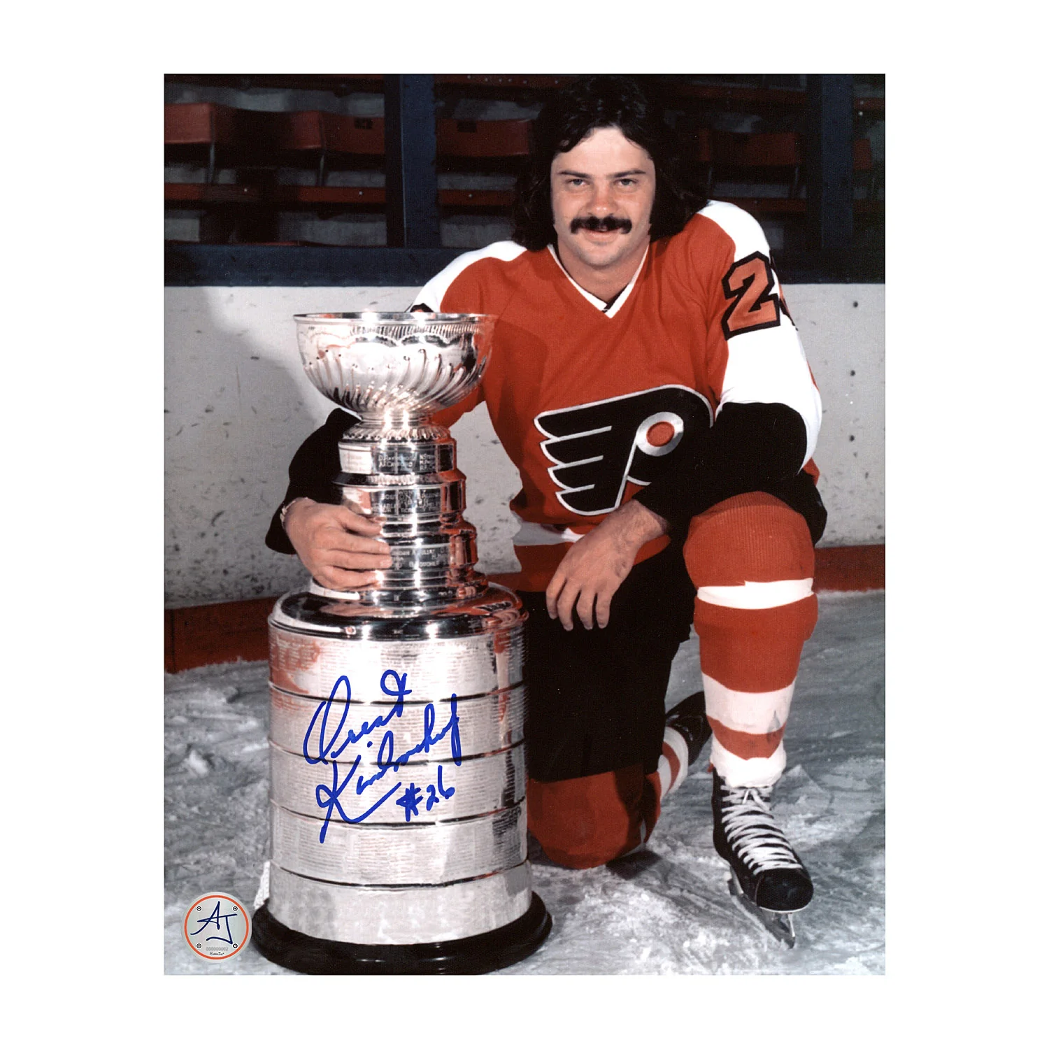 Orest Kindrachuk Autographed Philadelphia Flyers Cup Champion 8x10 Photo