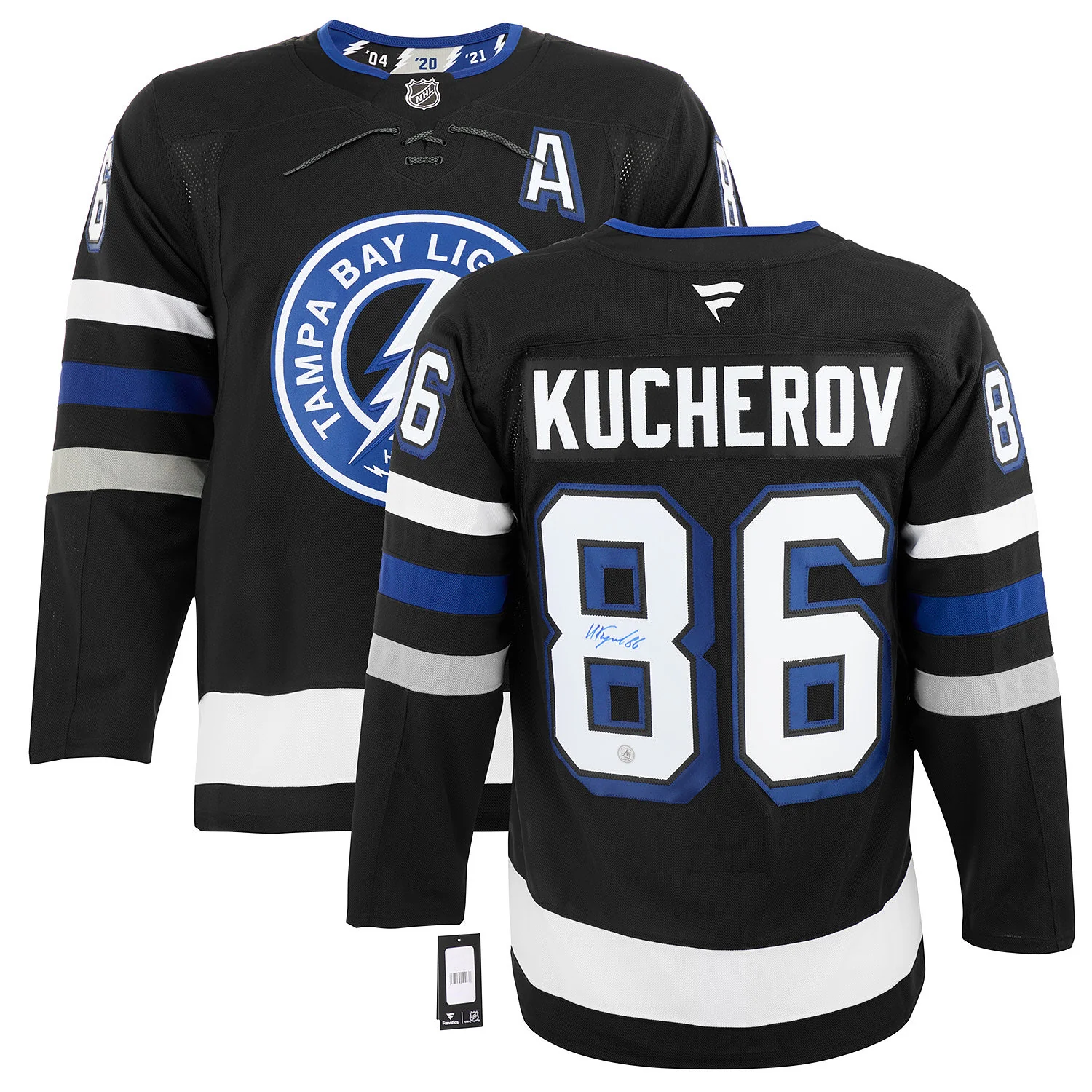 Nikita Kucherov Signed Tampa Bay Lightning Alt Black Fanatics Premium Jersey - Image 3
