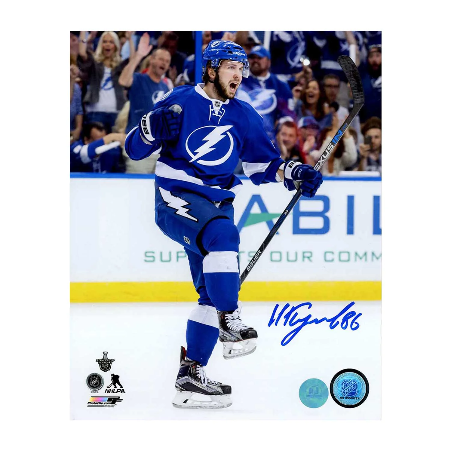 Nikita Kucherov Autographed Tampa Bay Lightning Goal Celebration 8x10 Photo