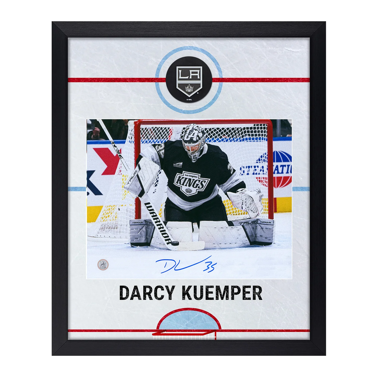 Darcy Kuemper Signed Los Angeles Kings Graphic Rink 19x23 Frame