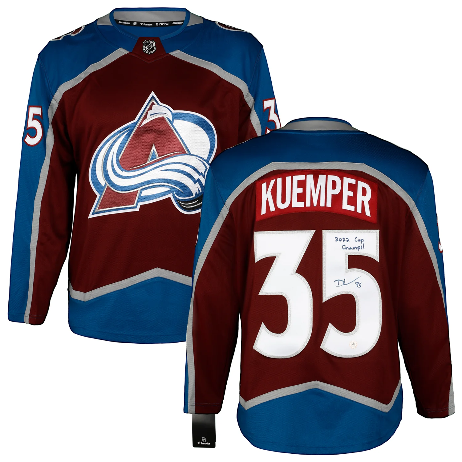 Darcy Kuemper Signed Colorado Avalanche Fanatics Breakaway Jersey with Cup Note - Image 3