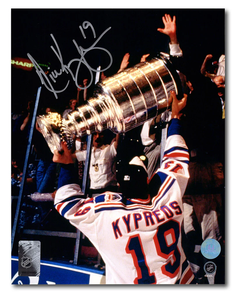 Nick Kypreos Autographed New York Rangers Stanley Cup 8x10 Photo