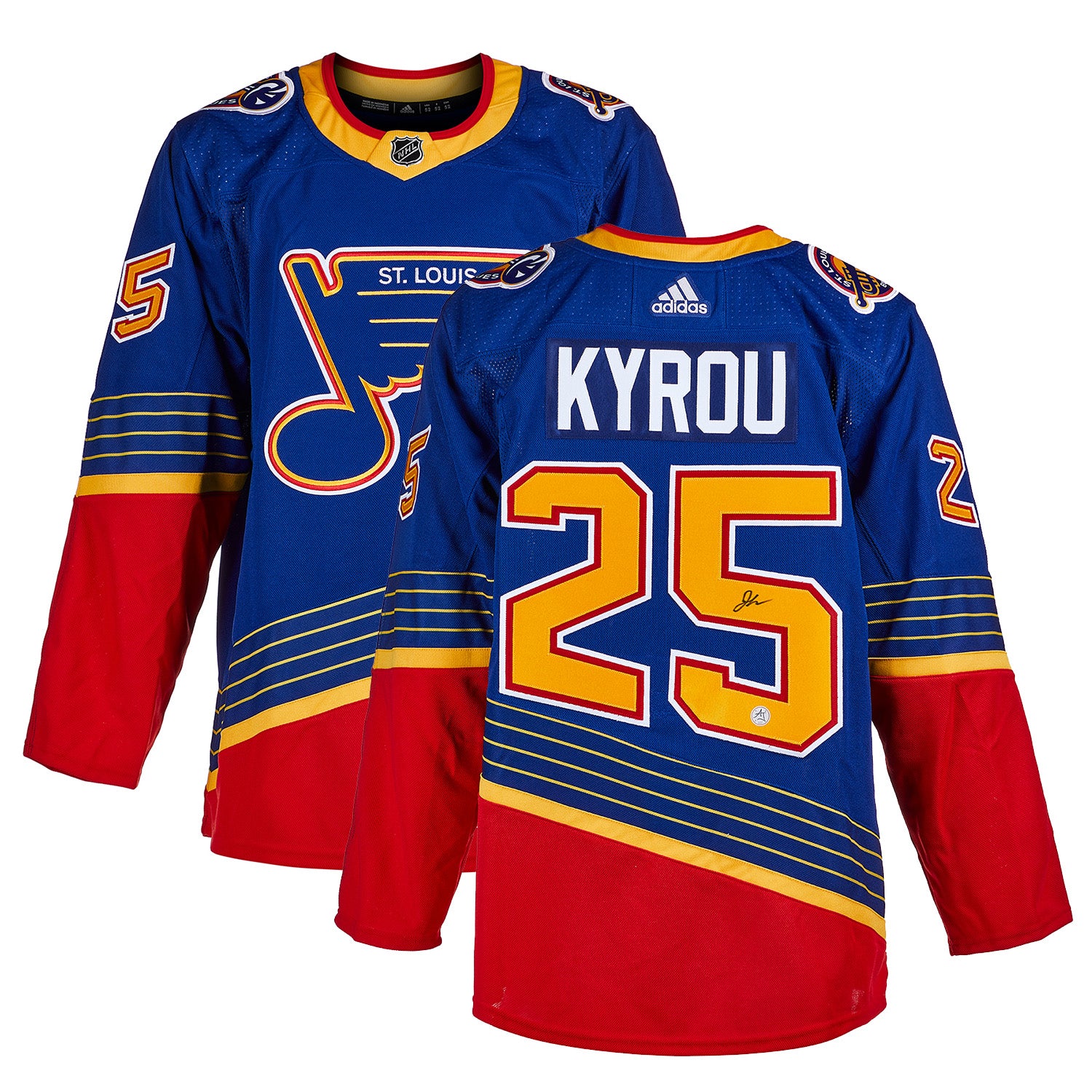 Jordan Kyrou Signed St Louis Blues Sheet Music Heritage adidas Jersey - Image 3