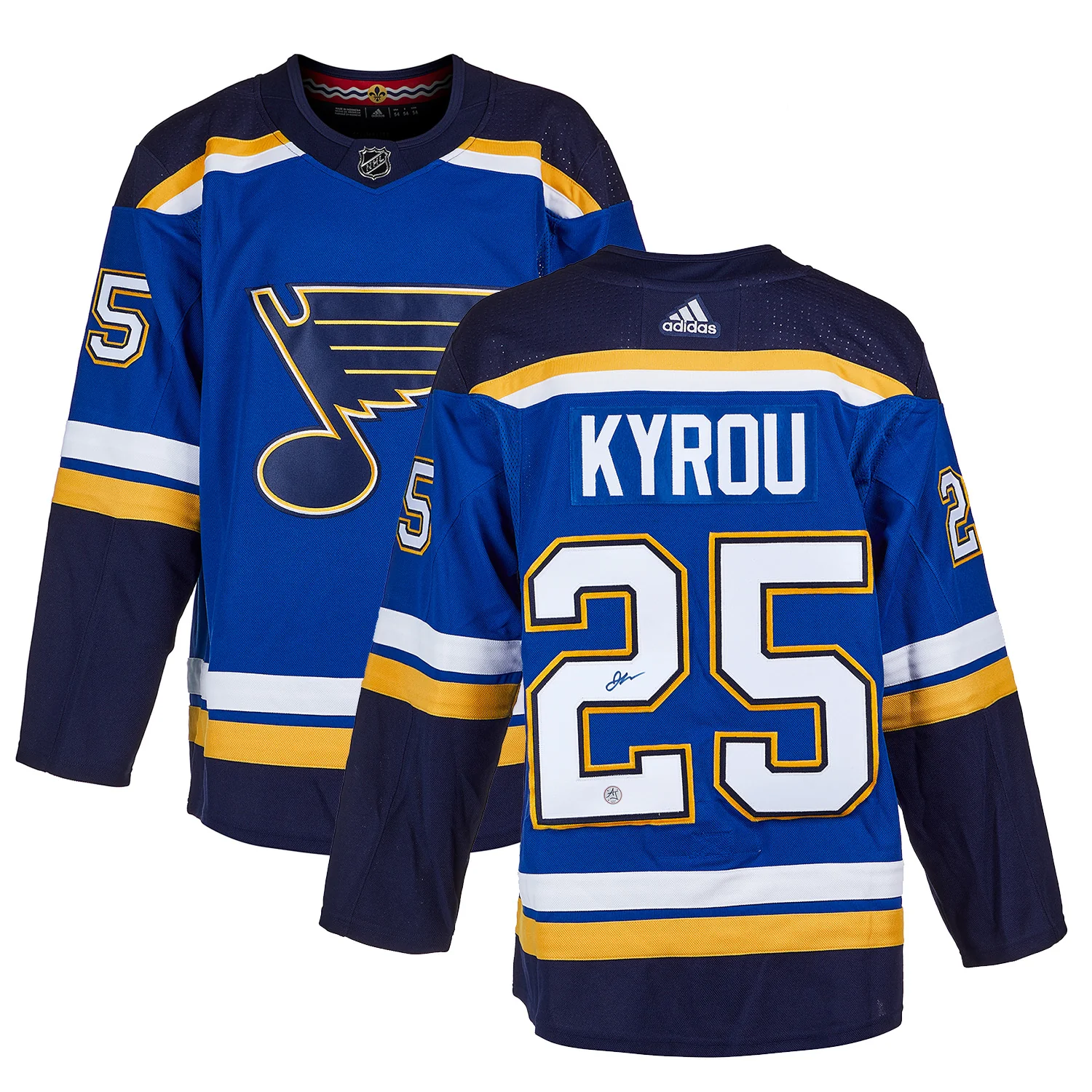 Jordan Kyrou Autographed St Louis Blues adidas Jersey - Image 3