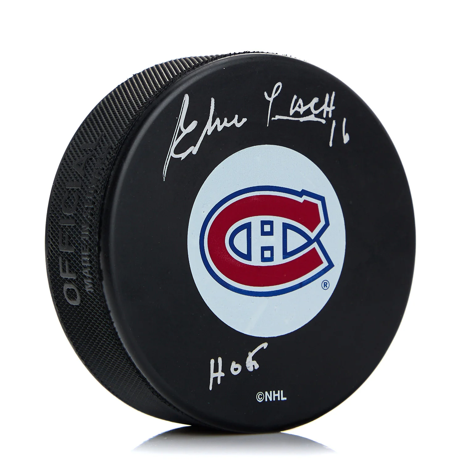 Elmer Lach Montreal Canadiens Signed Hockey Puck