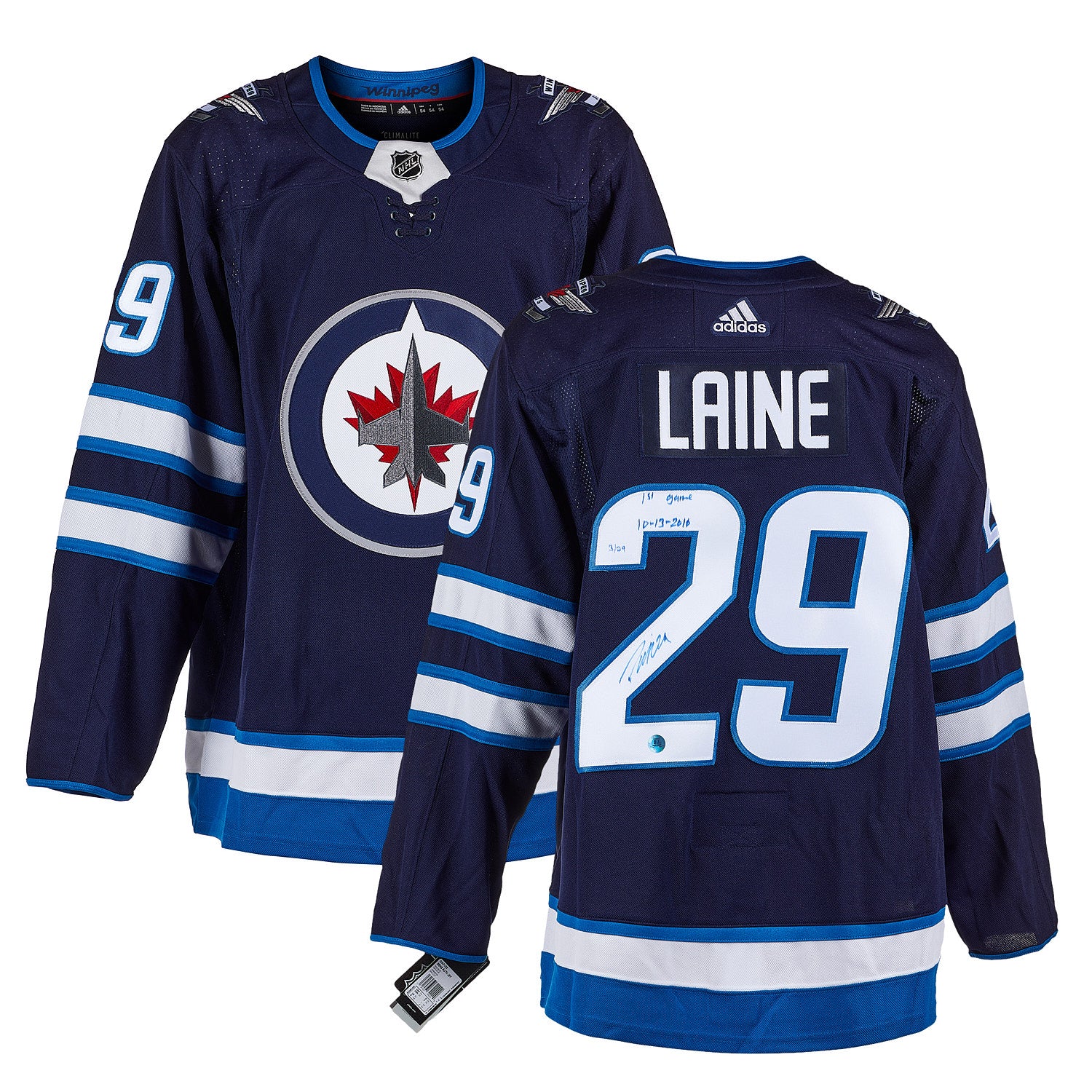 Patrik Laine Winnipeg Jets Signed & Dated 1st Game adidas Jersey #/29 - Image 3