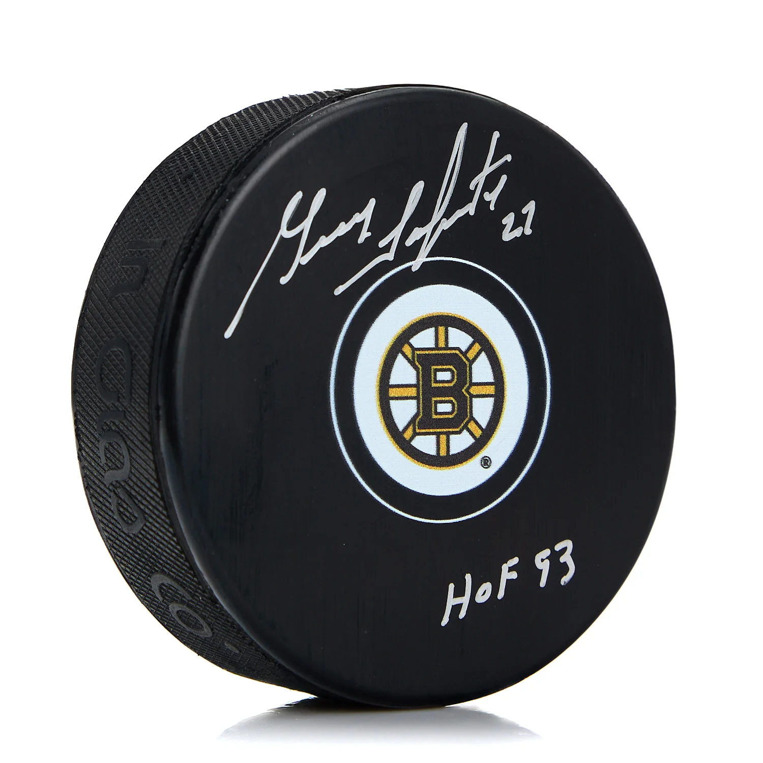 Guy Lapointe Autographed Boston Bruins Hockey Puck with HOF Note